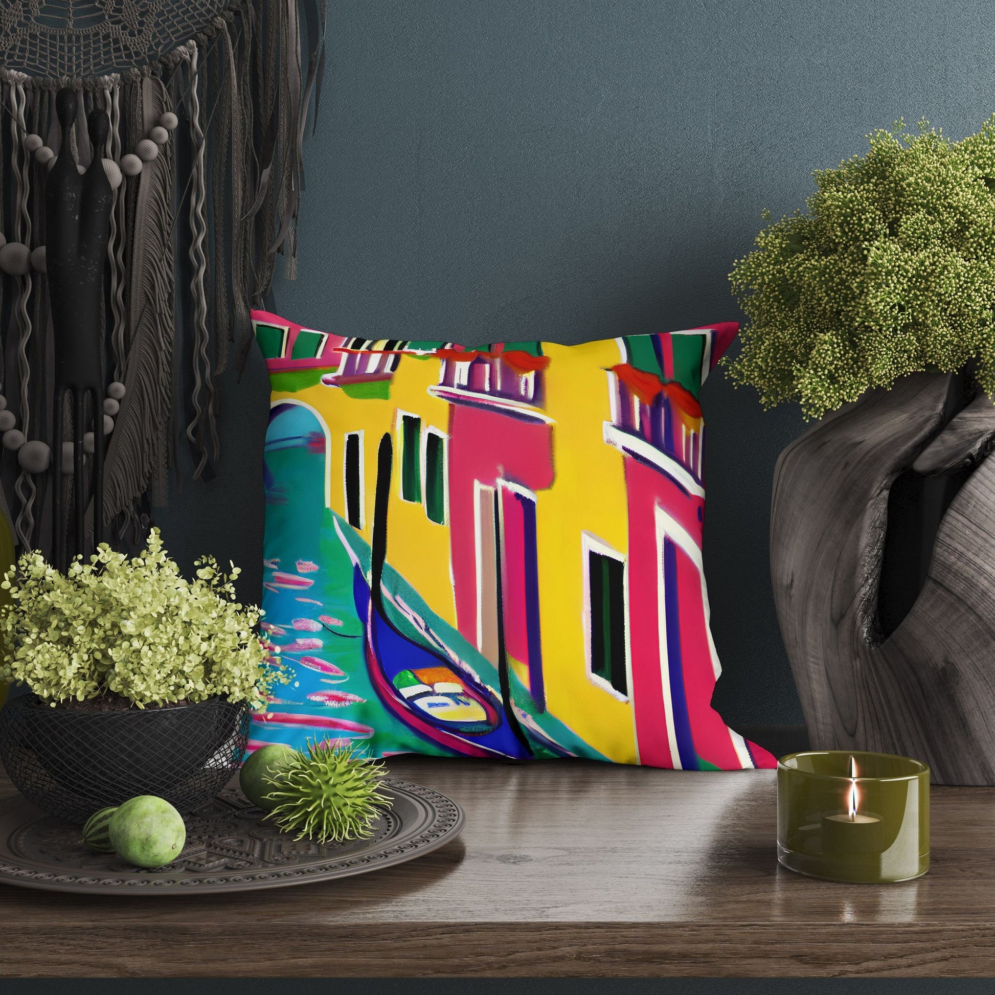 Venice Abstract Pillow, Soft Pillow Cases, Colorful Pillow Case, Fashion, 20X20 Pillow Cover, Farmhouse Pillow, Abstract Decor