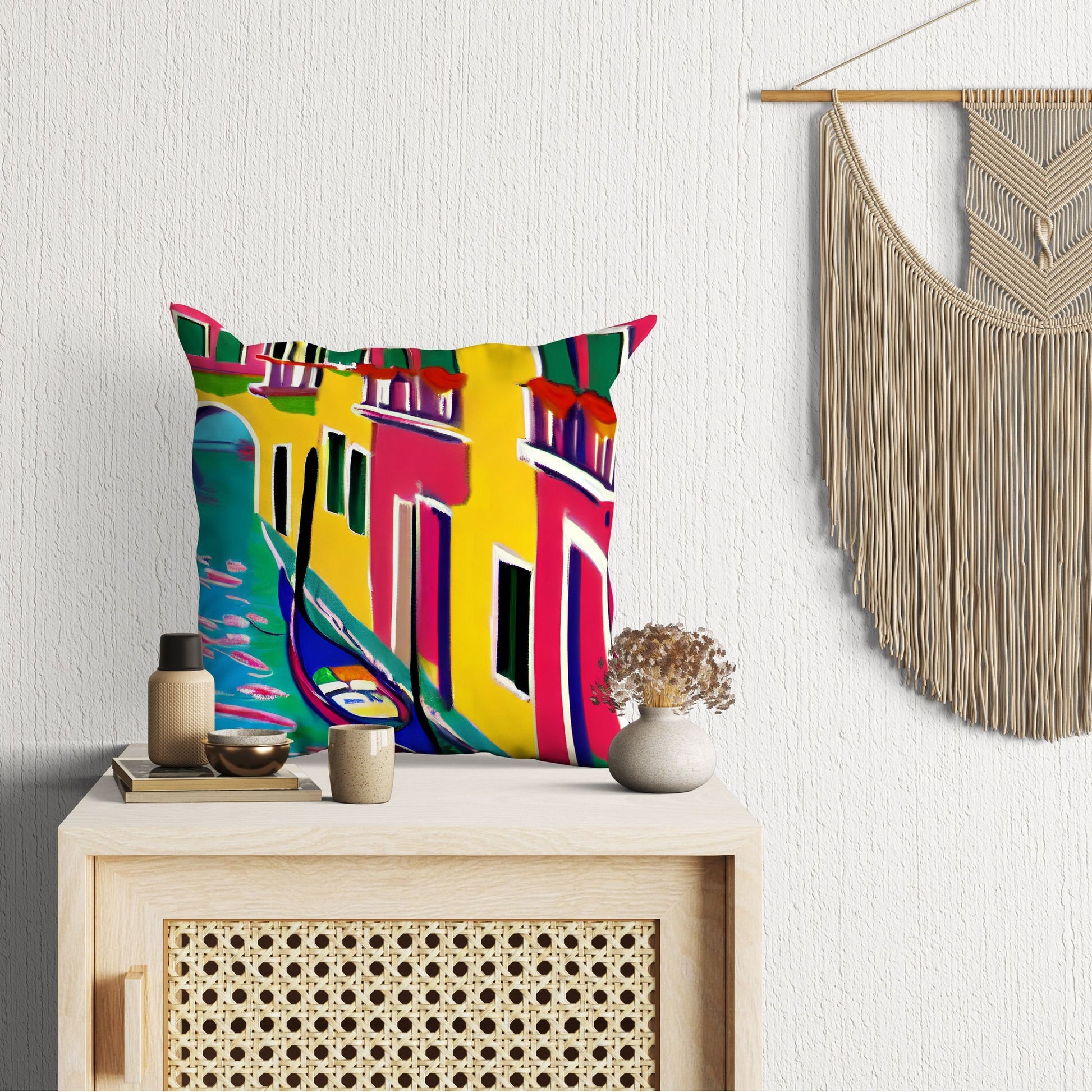 Venice Abstract Pillow, Soft Pillow Cases, Colorful Pillow Case, Fashion, 20X20 Pillow Cover, Farmhouse Pillow, Abstract Decor