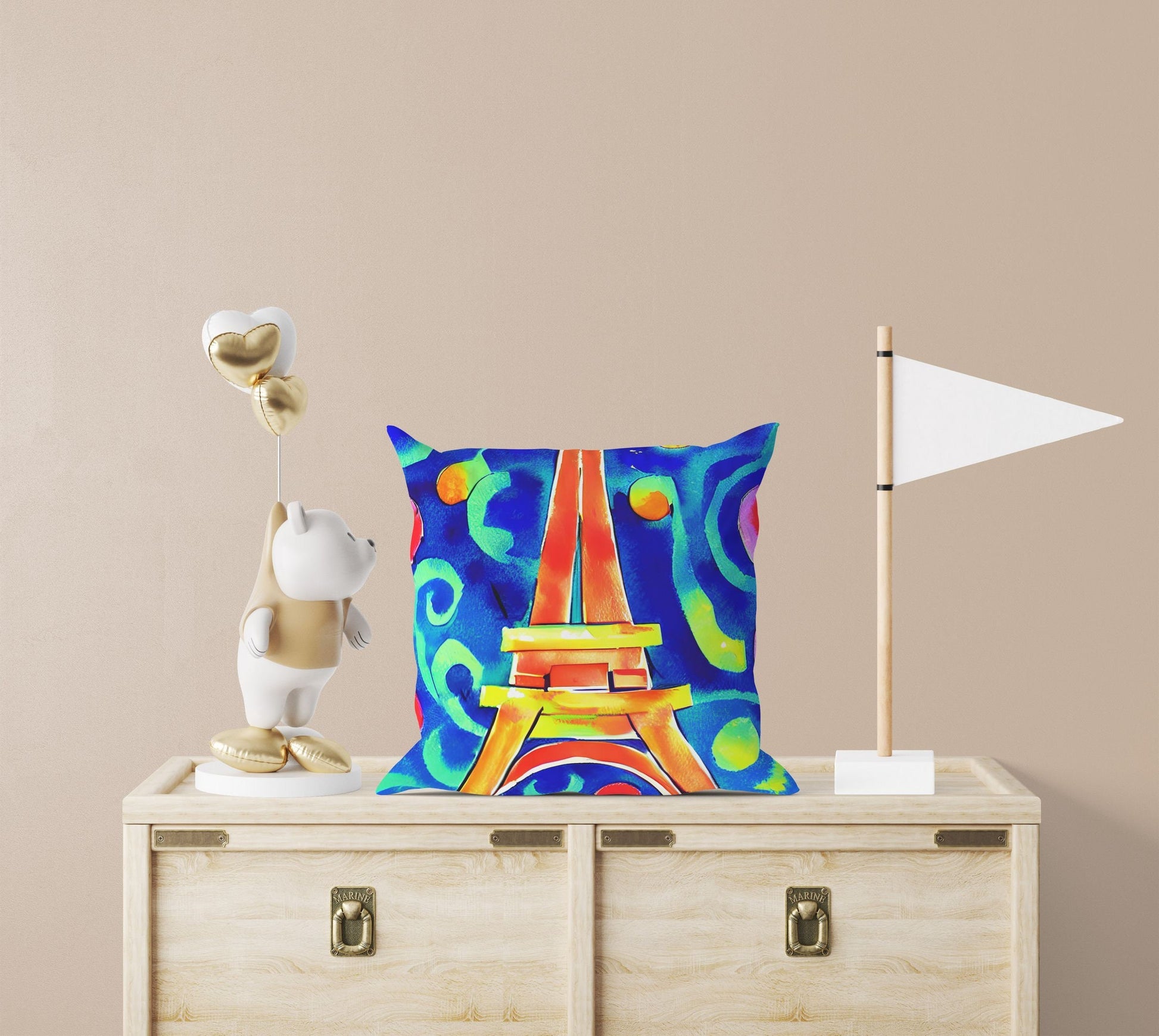 Eiffel Tower Paris Abstract Throw Pillow, Artist Pillow, Colorful Pillow Case, Contemporary Pillow, Home Decor Pillow, Holiday Gift