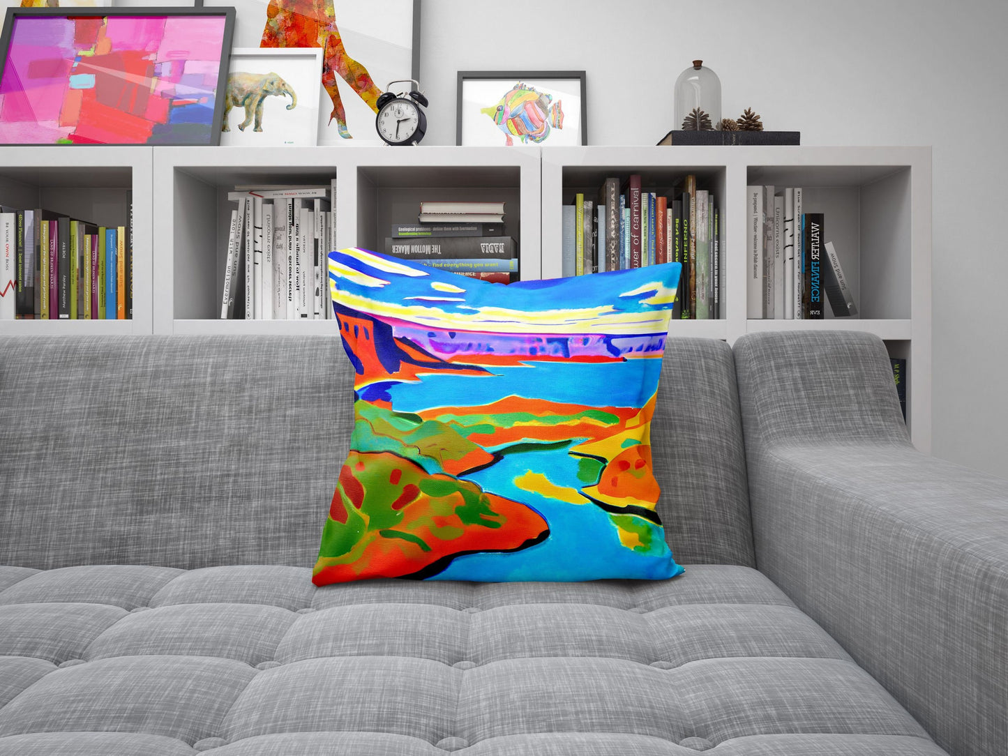 Landscape Art Pillow Case, Abstract Throw Pillow Cover, Colorful Pillow Case, Fashion, Square Pillow, Farmhouse Pillow, Holiday Gift