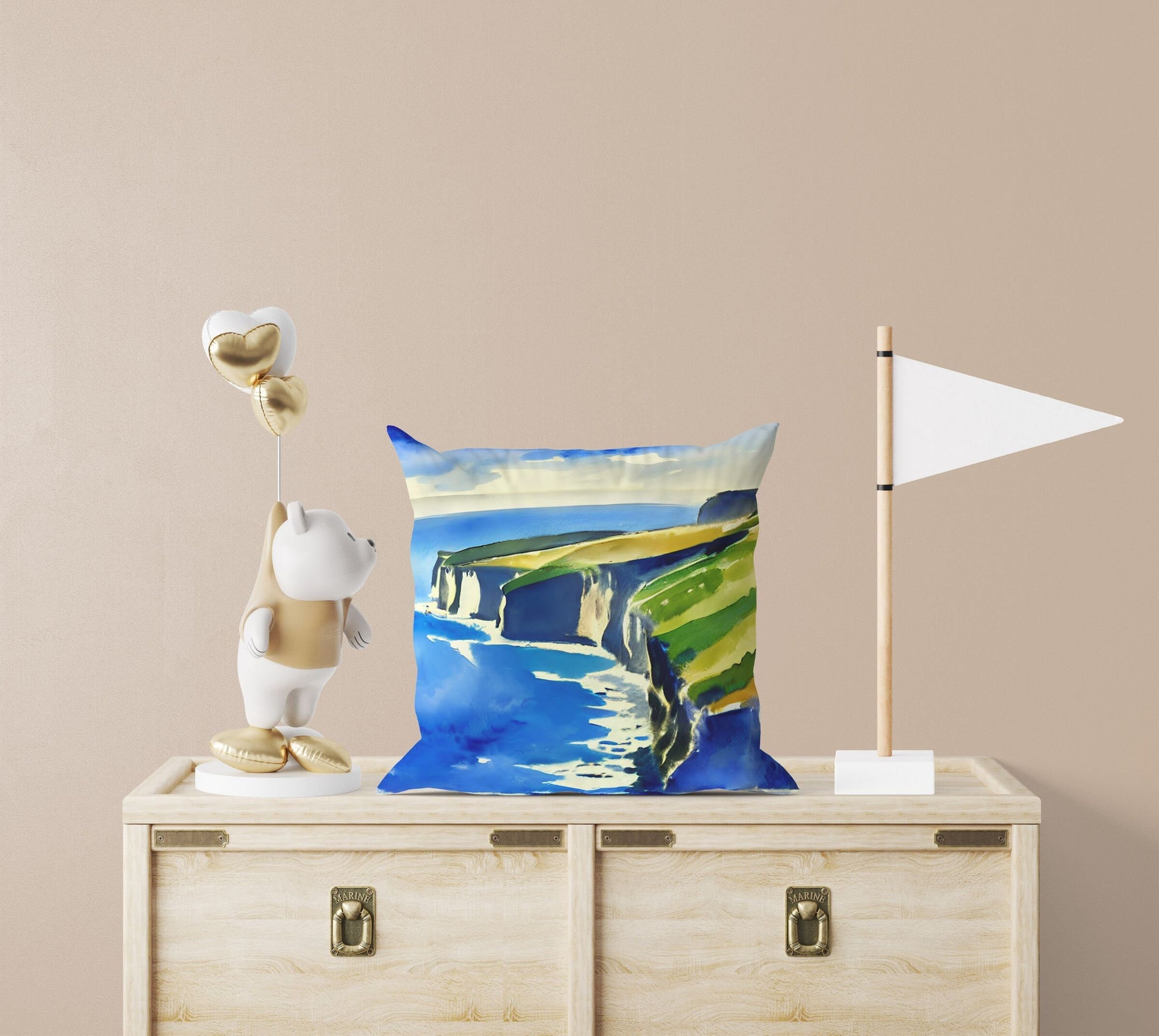 Cliff By The Sea, Throw Pillow Cover, Abstract Throw Pillow Cover, Art Pillow, Contemporary Pillow, Square Pillow, Home Decor Pillow