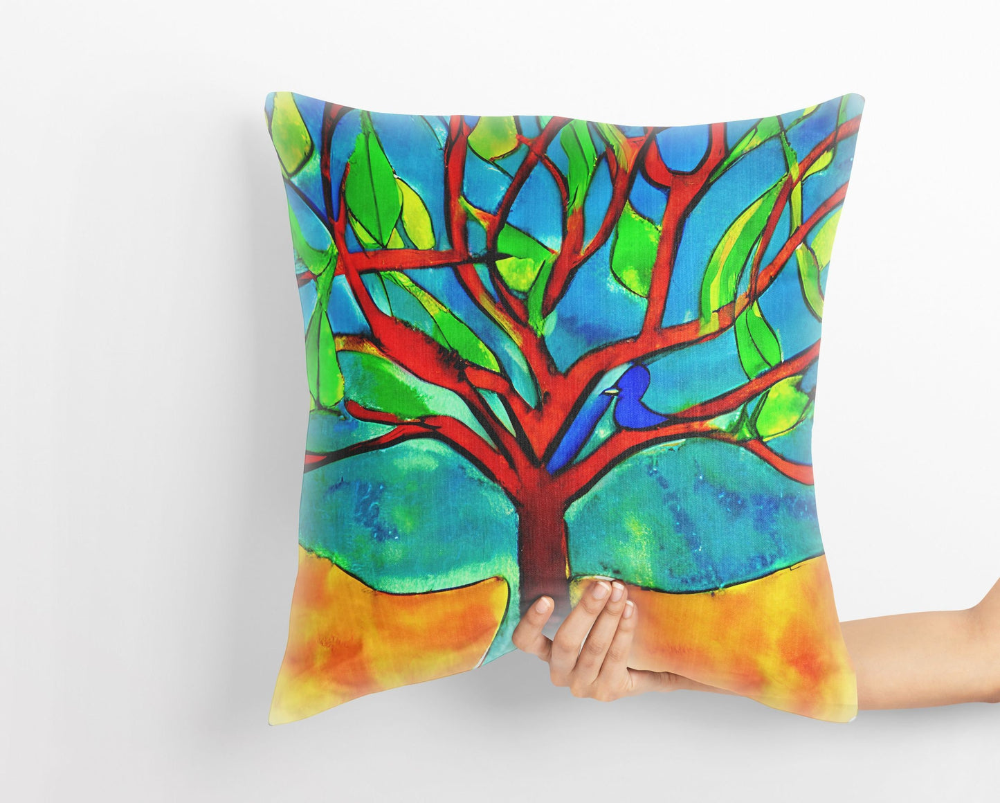 Tree Of Life Toss Pillow, Abstract Throw Pillow Cover, Soft Pillow Cases, Colorful Pillow Case, Contemporary Pillow, Square Pillow