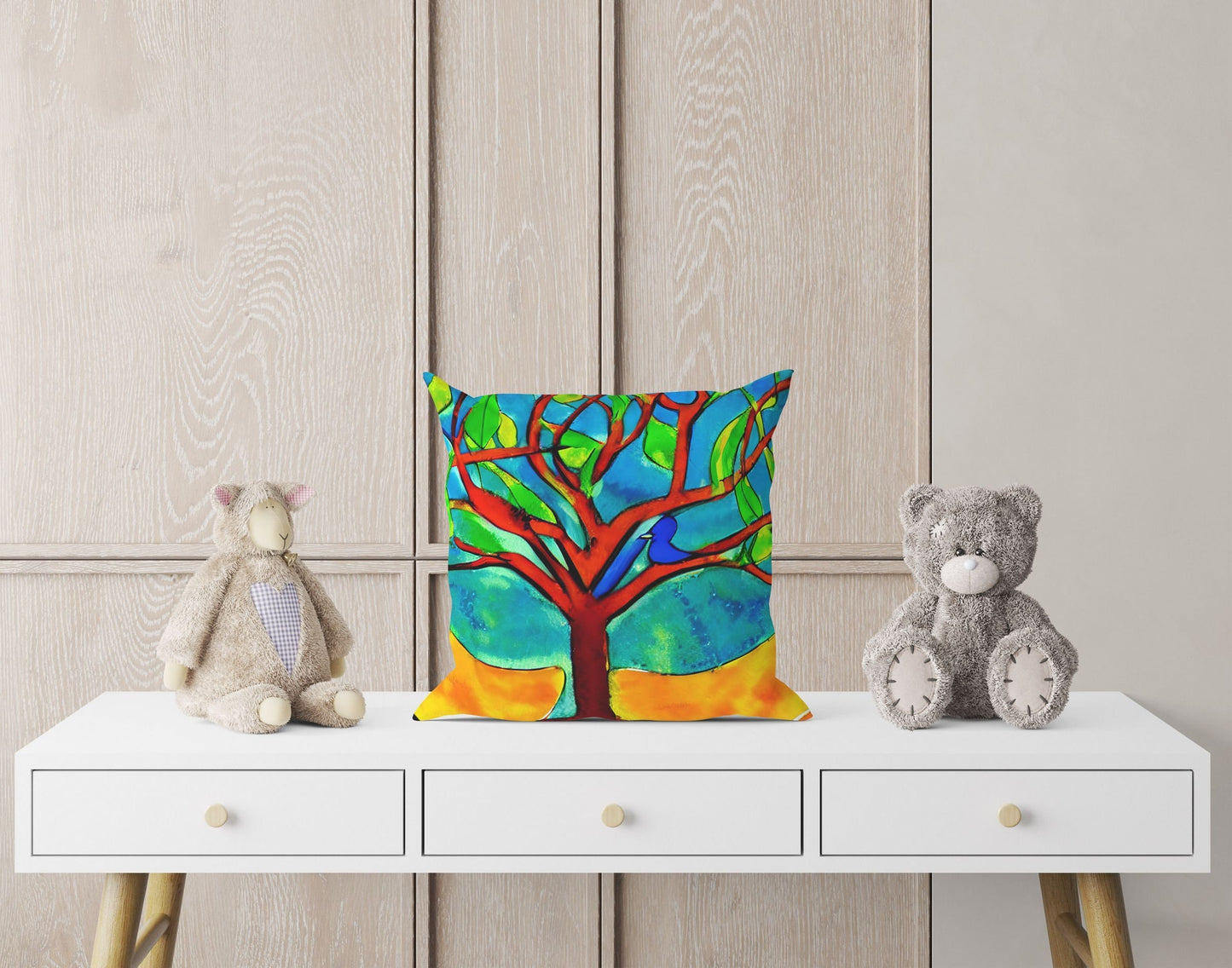 Tree Of Life Toss Pillow, Abstract Throw Pillow Cover, Soft Pillow Cases, Colorful Pillow Case, Contemporary Pillow, Square Pillow