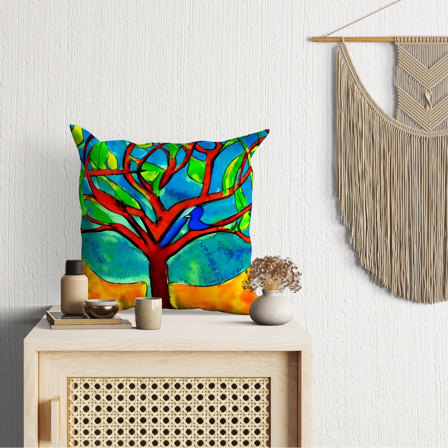 Tree Of Life Toss Pillow, Abstract Throw Pillow Cover, Soft Pillow Cases, Colorful Pillow Case, Contemporary Pillow, Square Pillow