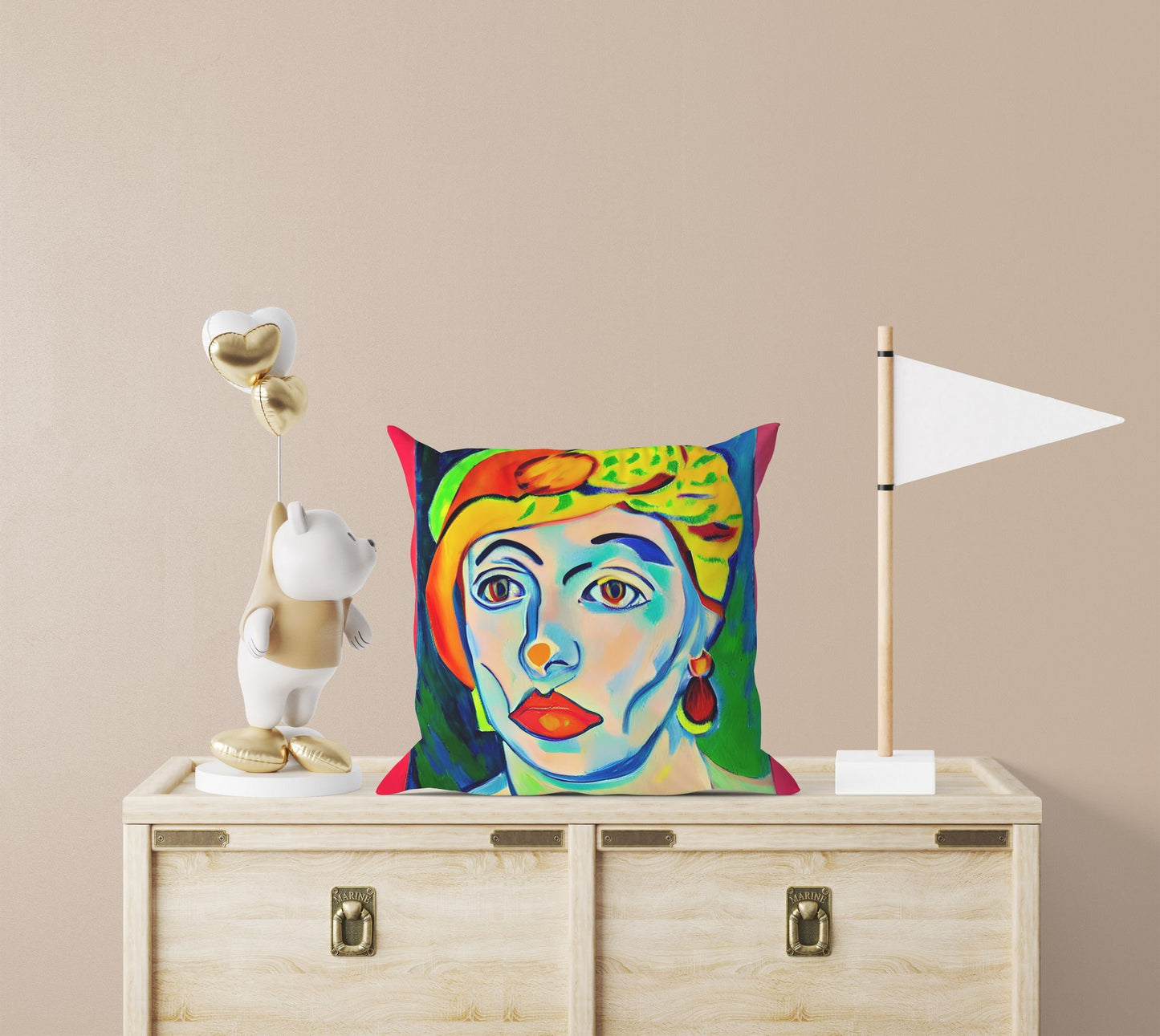 Beautiful Girl Throw Pillow, Abstract Throw Pillow, Artist Pillow, Colorful Pillow Case, Impressionist Pillow, Square Pillow