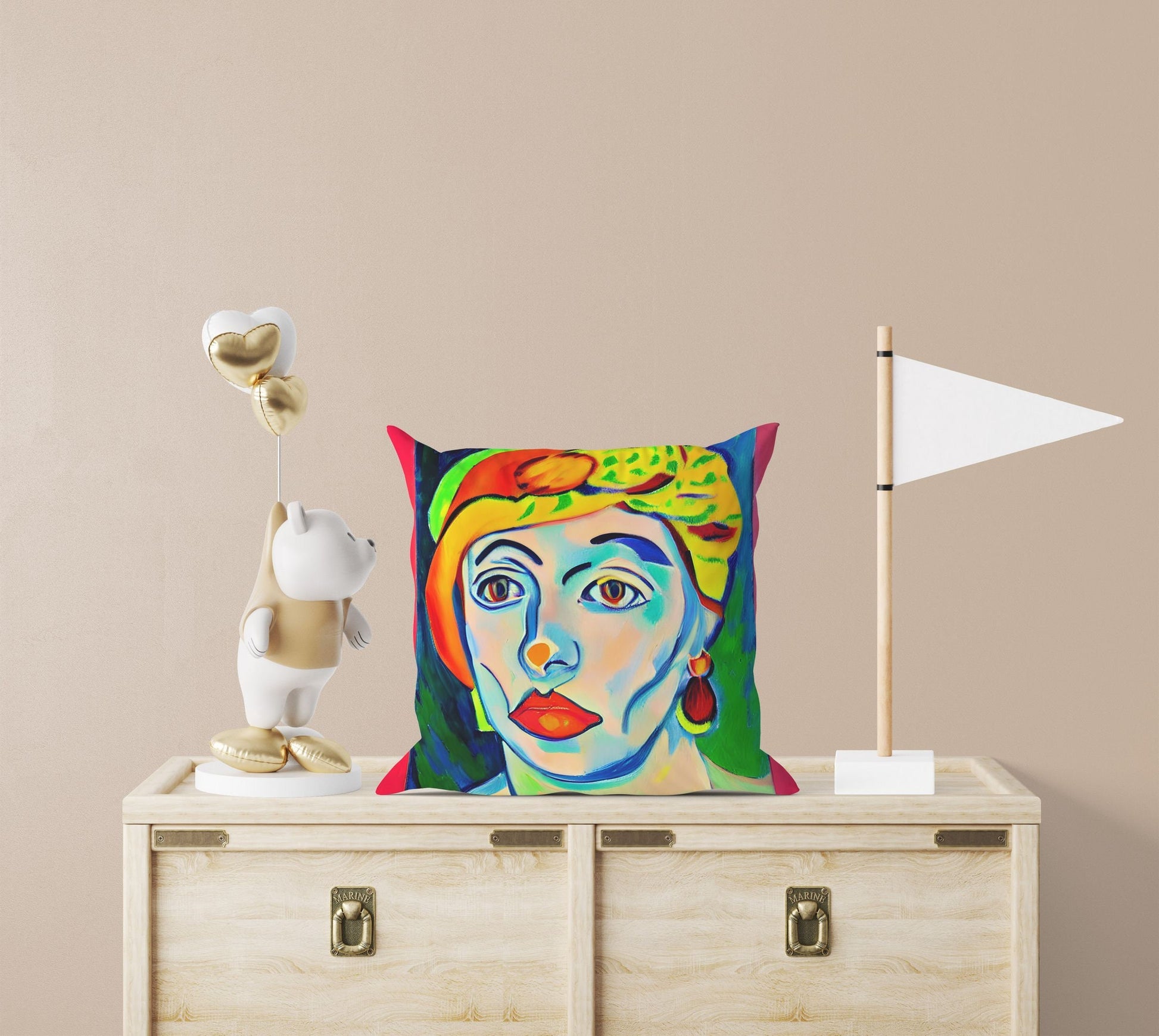 Beautiful Girl Throw Pillow, Abstract Throw Pillow, Artist Pillow, Colorful Pillow Case, Impressionist Pillow, Square Pillow