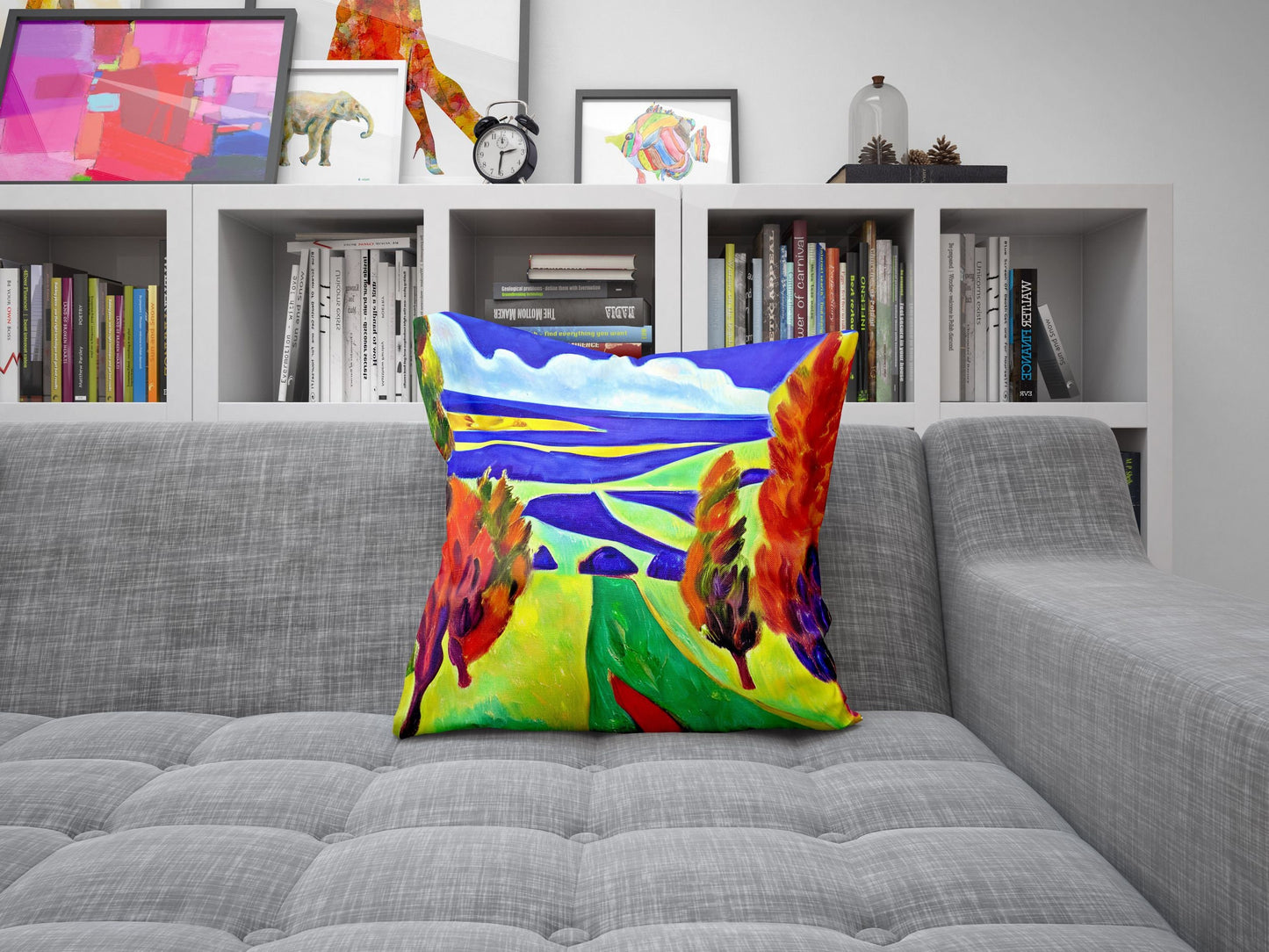 Landscape Art Tapestry Pillows, Abstract Throw Pillow Cover, Artist Pillow, Colorful Pillow Case, Home Decor Pillow, Indoor Pillow Cases