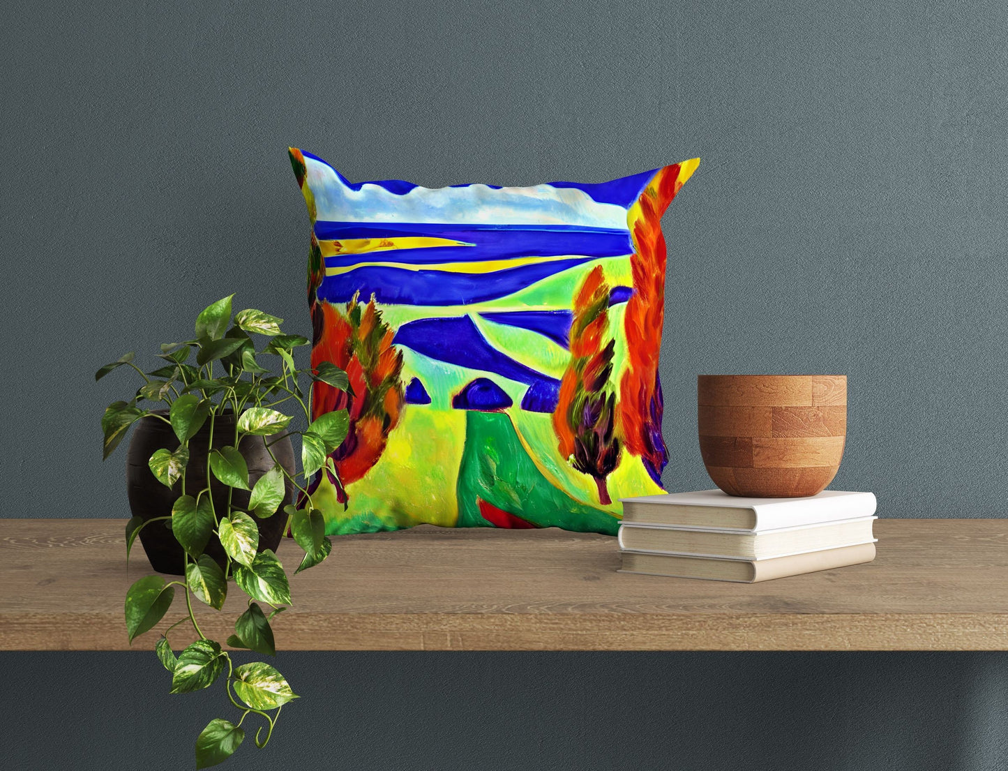 Landscape Art Tapestry Pillows, Abstract Throw Pillow Cover, Artist Pillow, Colorful Pillow Case, Home Decor Pillow, Indoor Pillow Cases