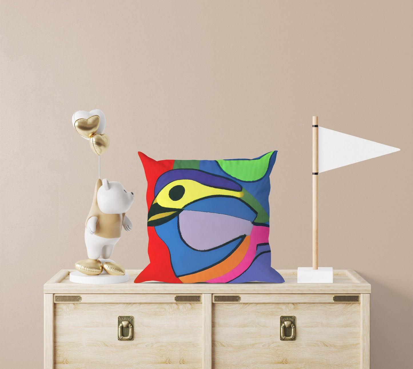 Lovely Bird Tapestry Pillows, Abstract Throw Pillow Cover, Designer Pillow, Colorful Pillow Case, Modern Pillow, 18 X 18 Pillow Covers