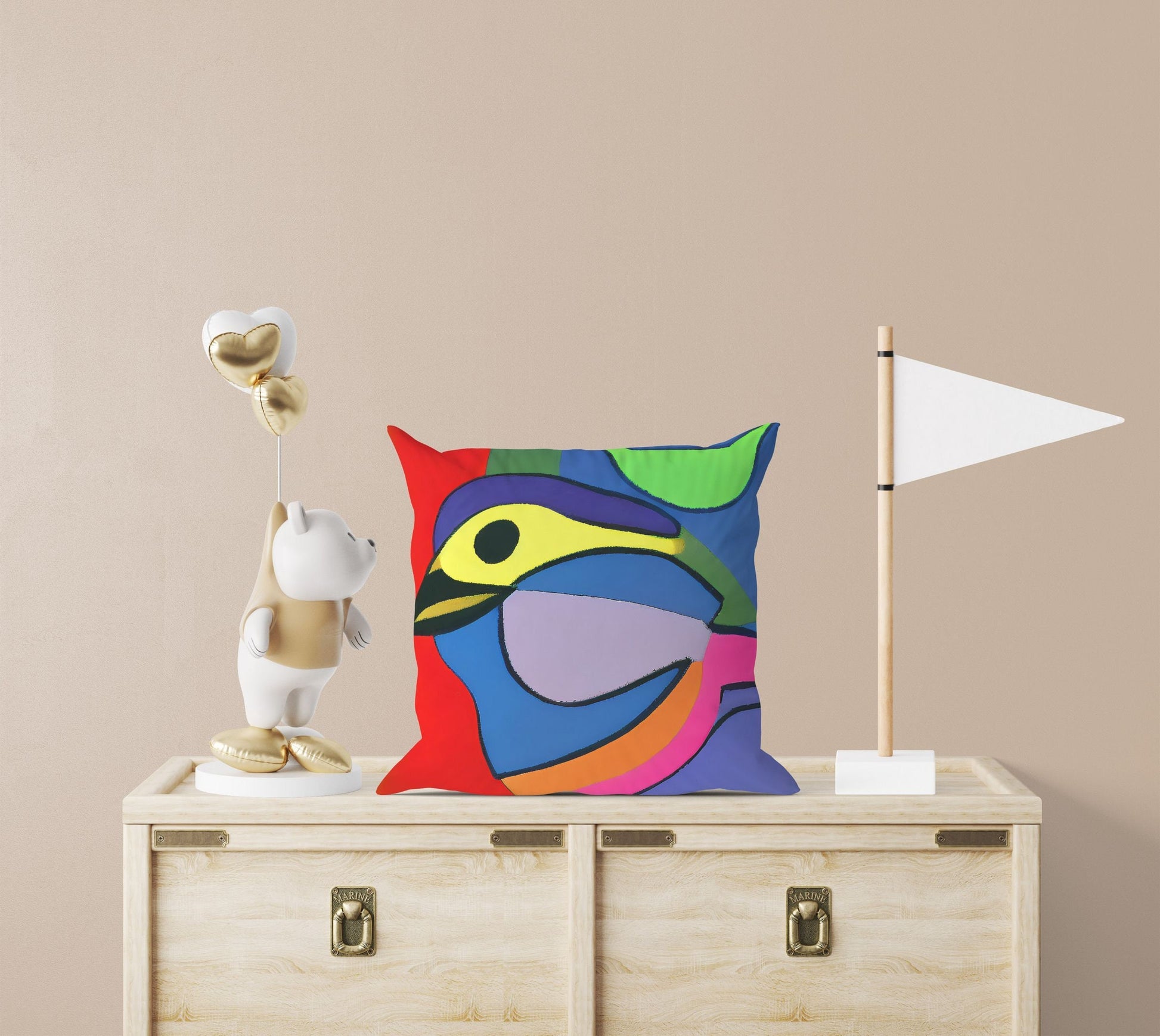 Lovely Bird Tapestry Pillows, Abstract Throw Pillow Cover, Designer Pillow, Colorful Pillow Case, Modern Pillow, 18 X 18 Pillow Covers