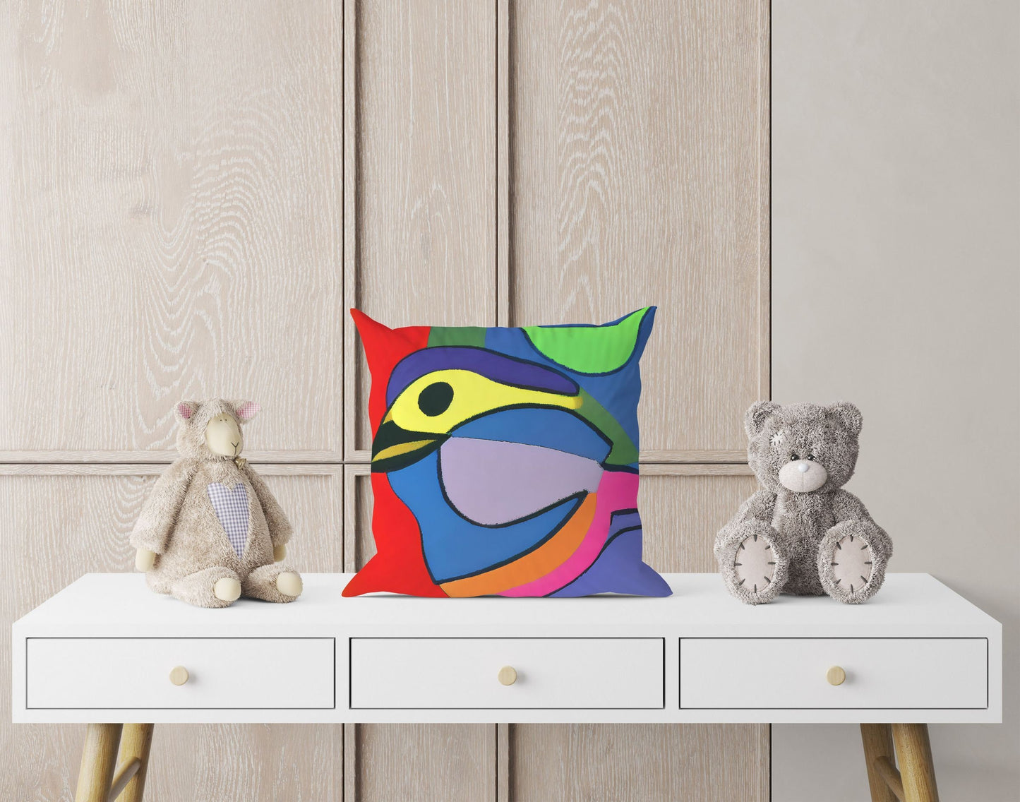 Lovely Bird Tapestry Pillows, Abstract Throw Pillow Cover, Designer Pillow, Colorful Pillow Case, Modern Pillow, 18 X 18 Pillow Covers