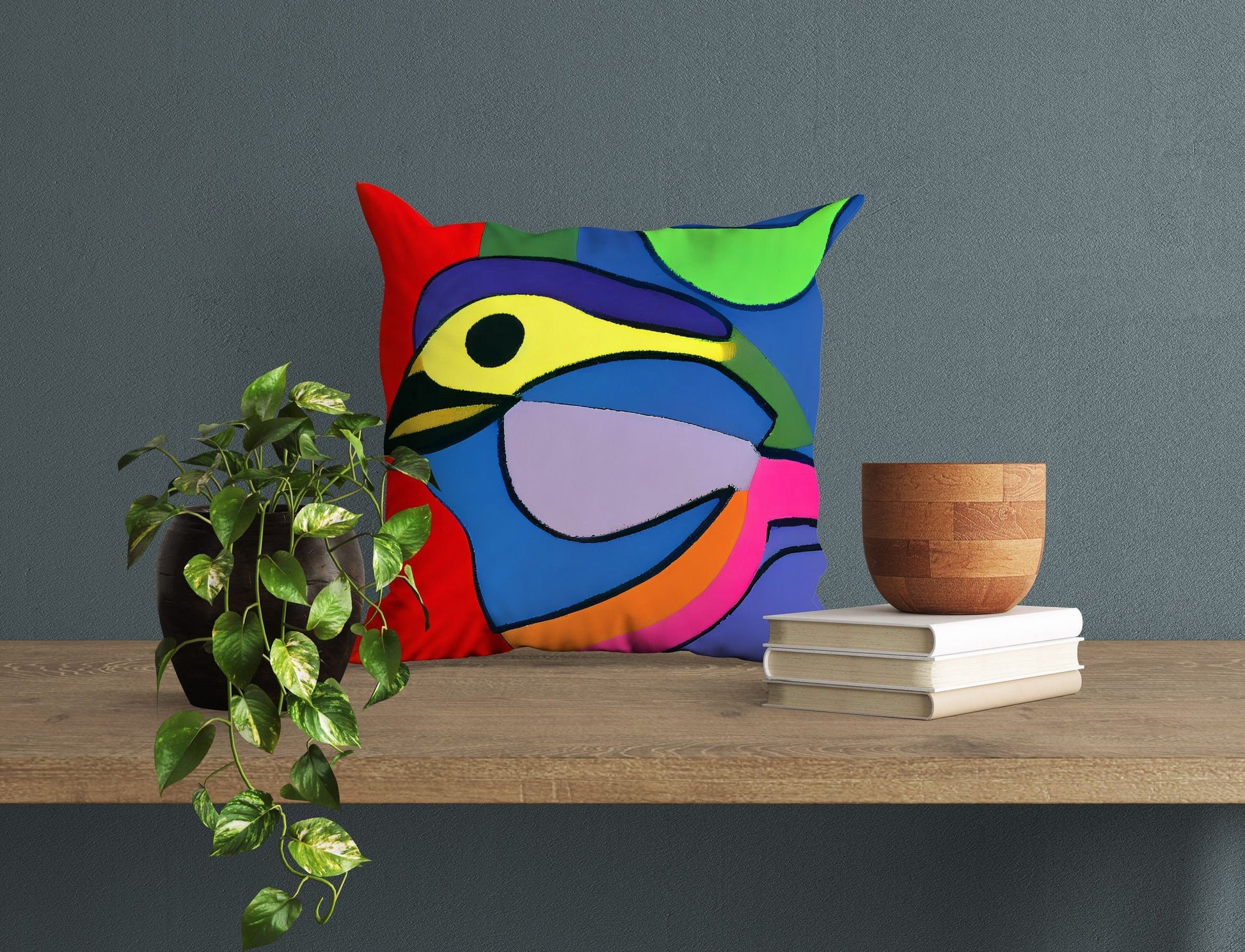 Lovely Bird Tapestry Pillows, Abstract Throw Pillow Cover, Designer Pillow, Colorful Pillow Case, Modern Pillow, 18 X 18 Pillow Covers
