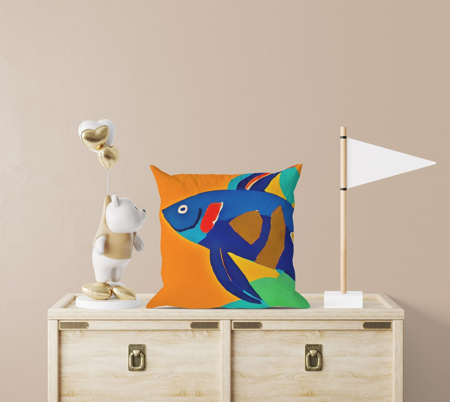Tropical Fish Throw Pillow, Abstract Throw Pillow Cover, Designer Pillow, Colorful Pillow Case, Contemporary Pillow, Large Pillow Cases