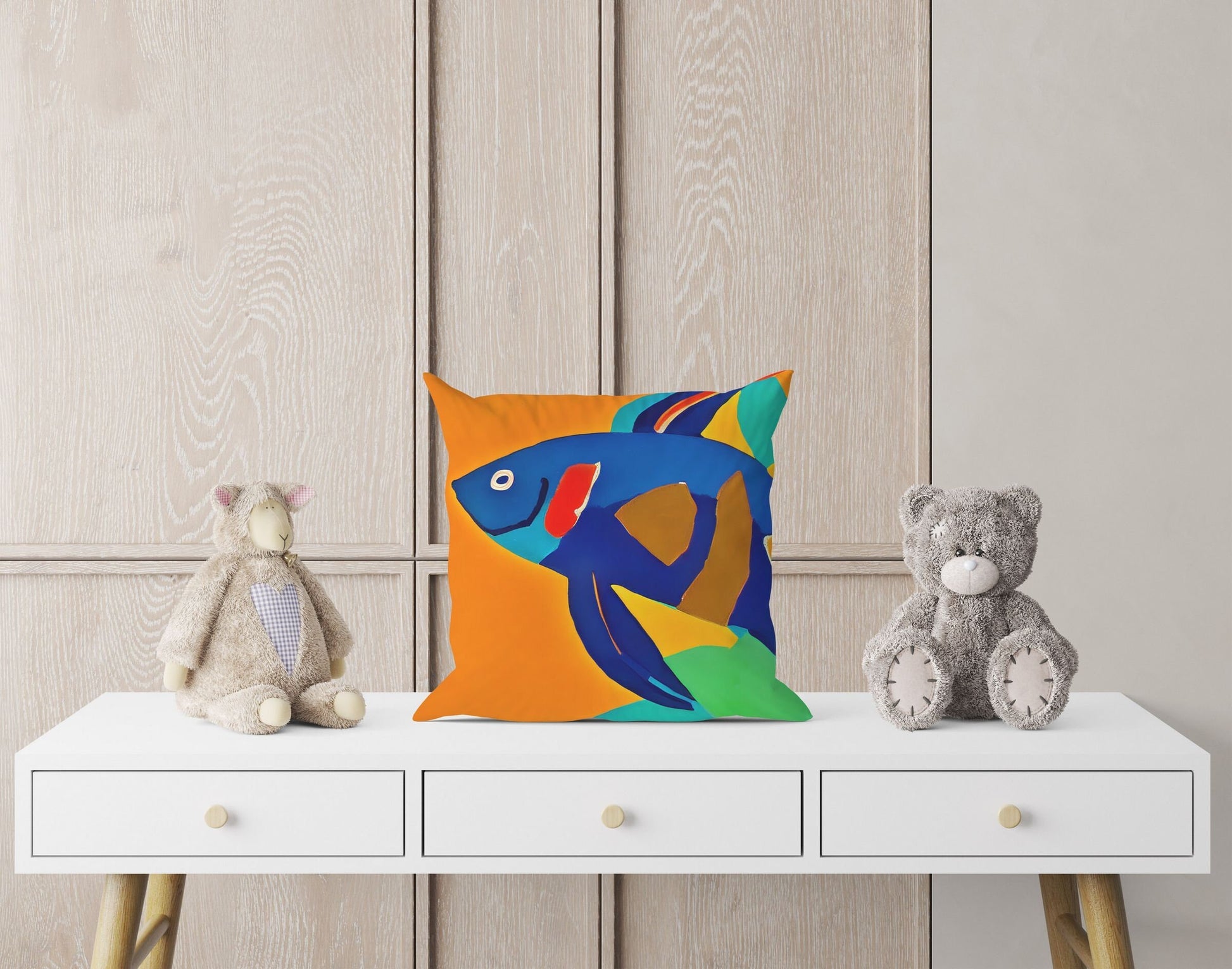 Tropical Fish Throw Pillow, Abstract Throw Pillow Cover, Designer Pillow, Colorful Pillow Case, Contemporary Pillow, Large Pillow Cases