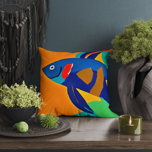 Tropical Fish Throw Pillow, Abstract Throw Pillow Cover, Designer Pillow, Colorful Pillow Case, Contemporary Pillow, Large Pillow Cases