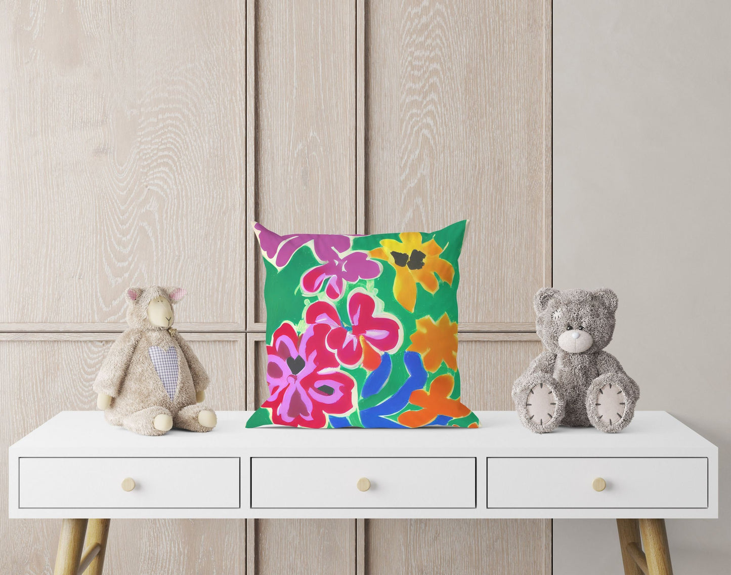 Watercolor Flowers Toss Pillow, Abstract Throw Pillow Cover, Art Pillow, Colorful Pillow Case, Contemporary Pillow, 20X20 Pillow Cover