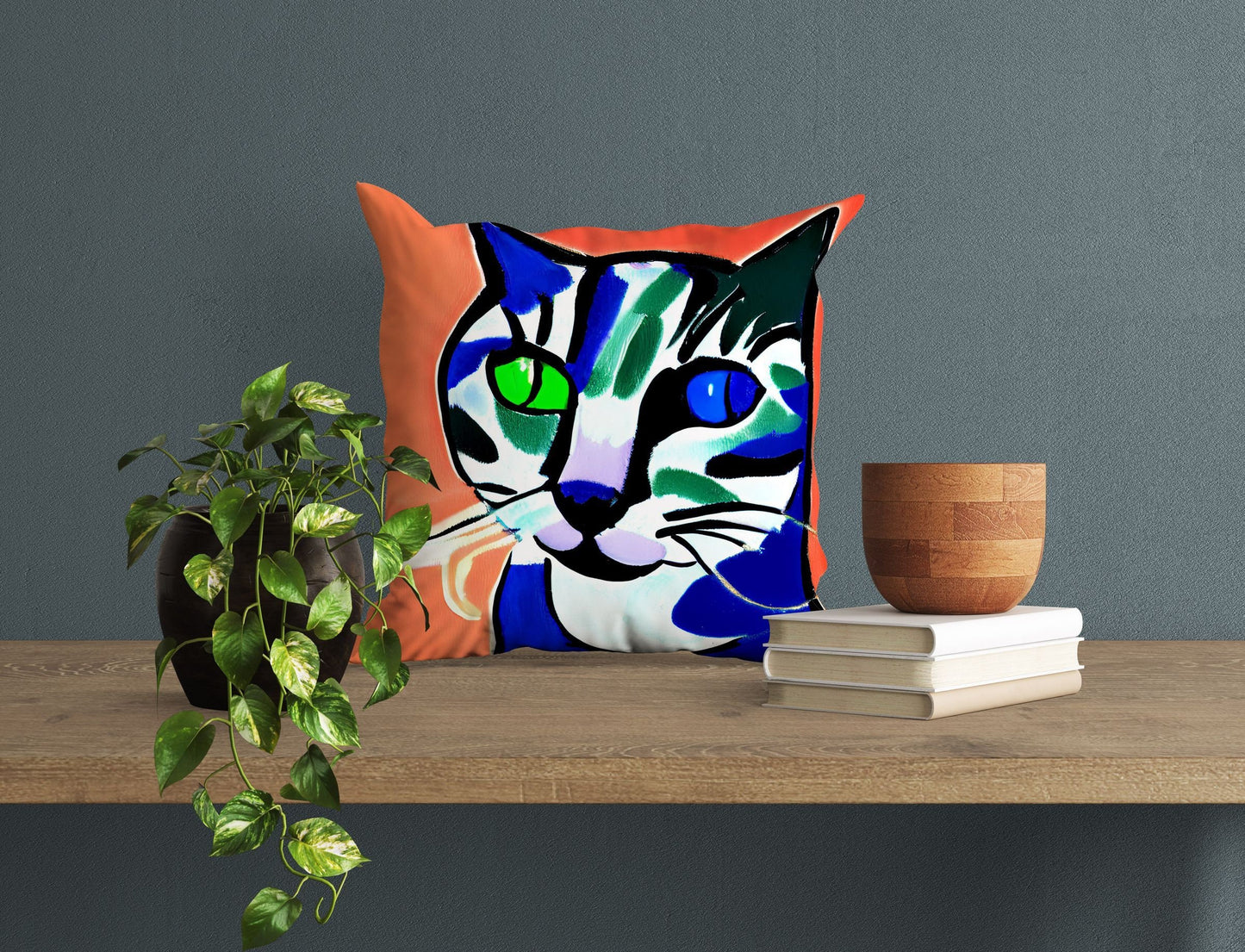 Colorful Cat Pillow Case, Abstract Throw Pillow Cover, Designer Pillow, Colorful Pillow Case, Modern Pillow, Large Pillow Cases