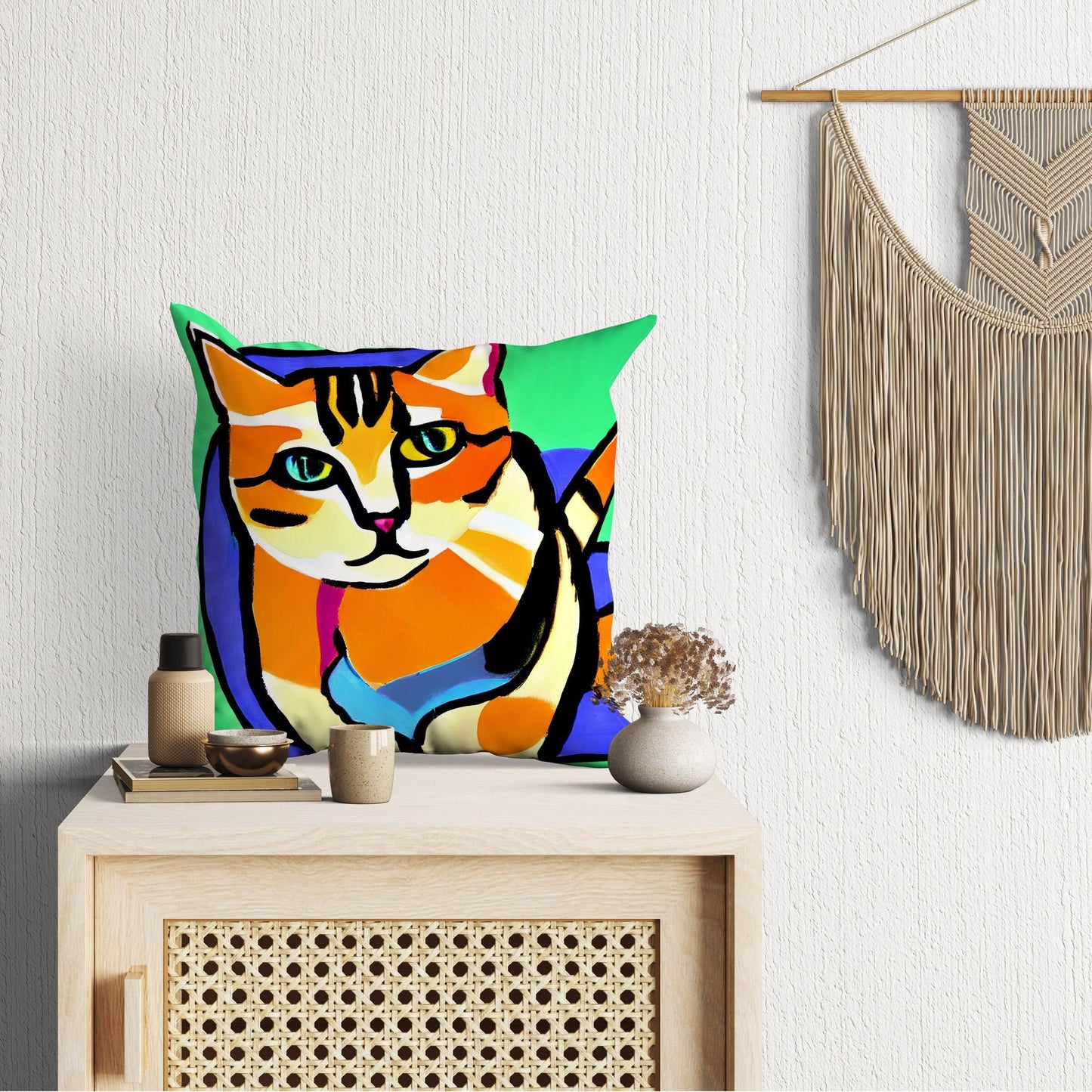 Colorful Cat Pillow Case, Abstract Throw Pillow, Soft Pillow Cases, Colorful Pillow Case, Contemporary Pillow, Large Pillow Cases