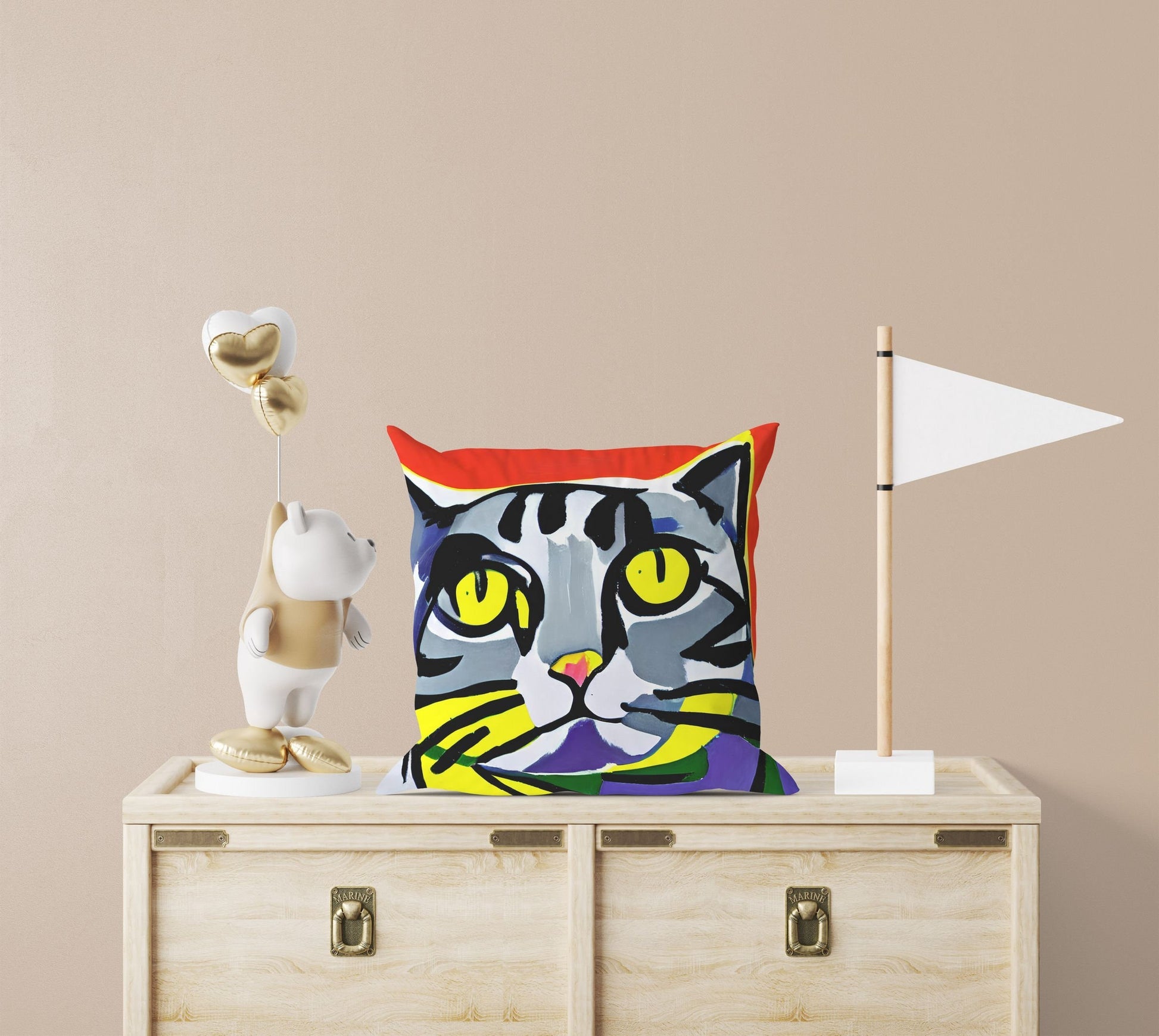 Colorful Cat Pillow Case, Abstract Throw Pillow Cover, Designer Pillow, Colorful Pillow Case, Modern Pillow, Large Pillow Cases