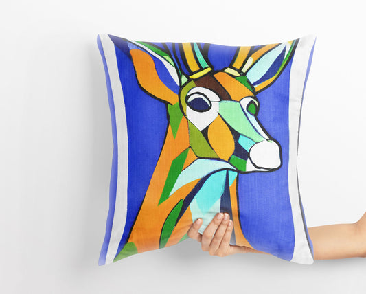 Original Art Wildlife Deer Decorative Pillow, Abstract Art Pillow, Art Pillow, Colorful Pillow Case, Contemporary Pillow, Holiday Gift