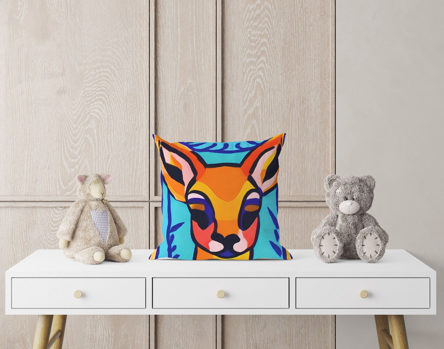Original Art Wildlife Deer Throw Pillow Cover, Abstract Throw Pillow, Comfortable, Colorful Pillow Case, Beautiful Pillow, Large Pillow Case