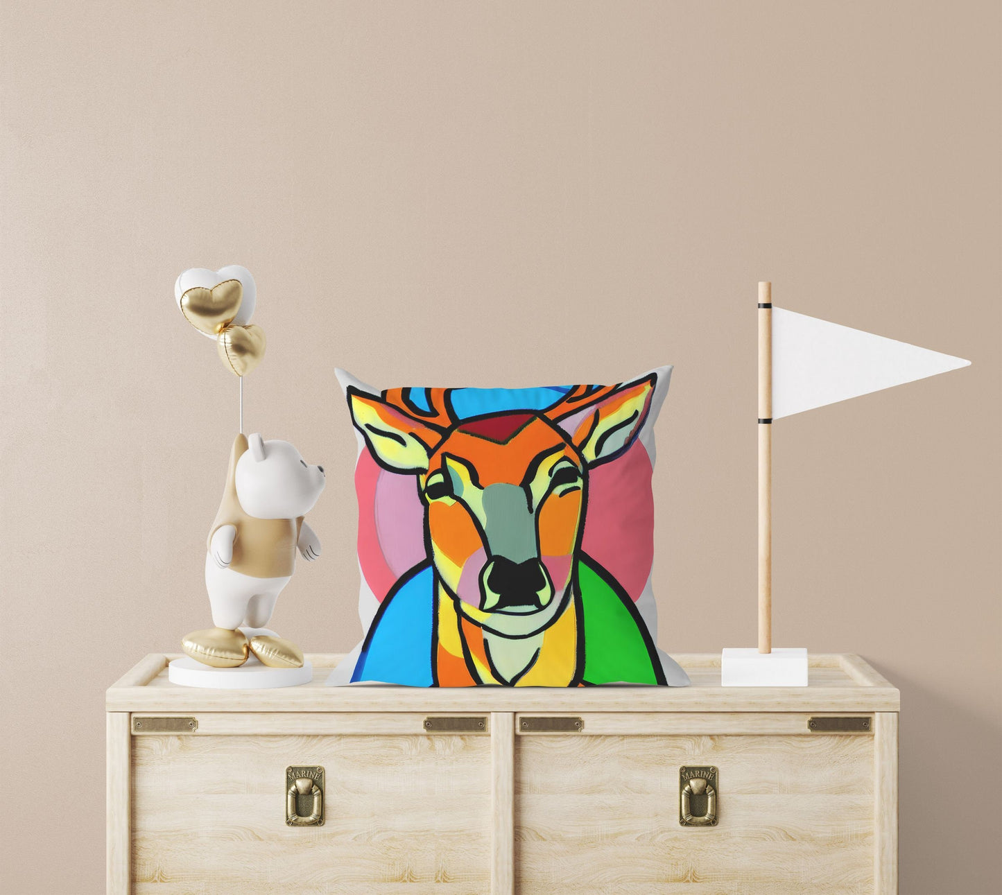 Original Art Wildlife Deer, Toss Pillow, Abstract Art Pillow, Comfortable, Colorful Pillow Case, Housewarming Gift, Pillow Cases Kids