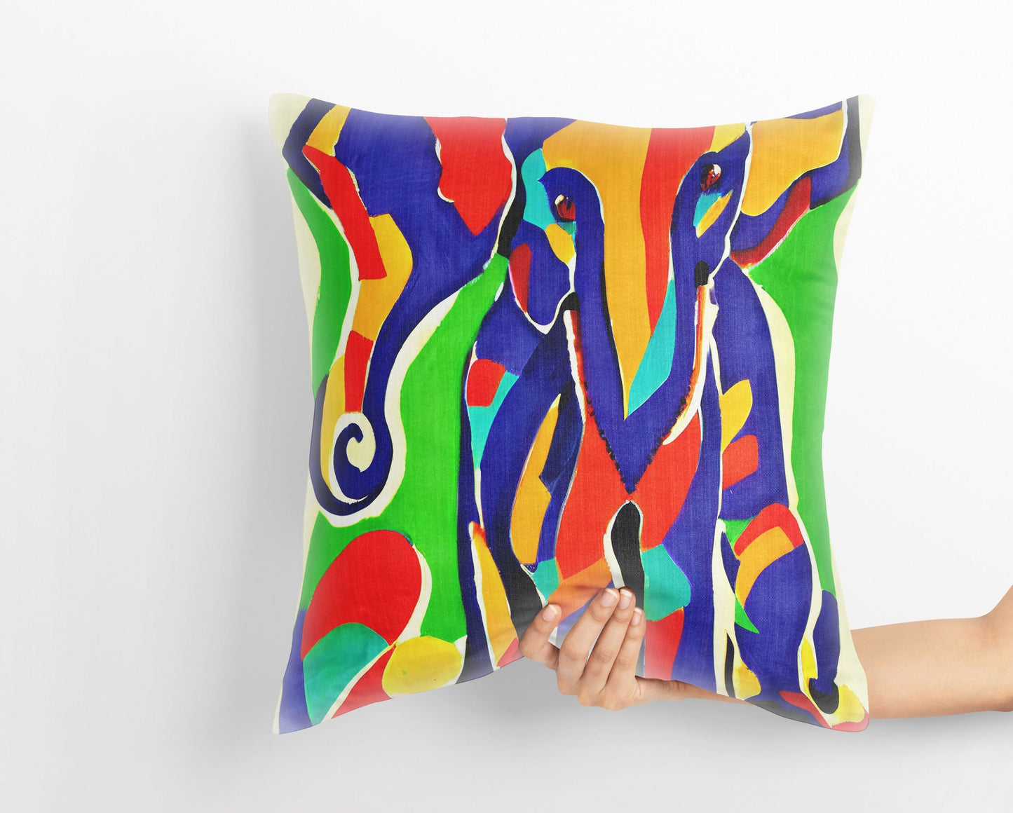 Modern Art African Wildlife Elephant, Pillow Case, Abstract Pillow, Soft Pillow Cases, Colorful Pillow Case, Contemporary Pillow