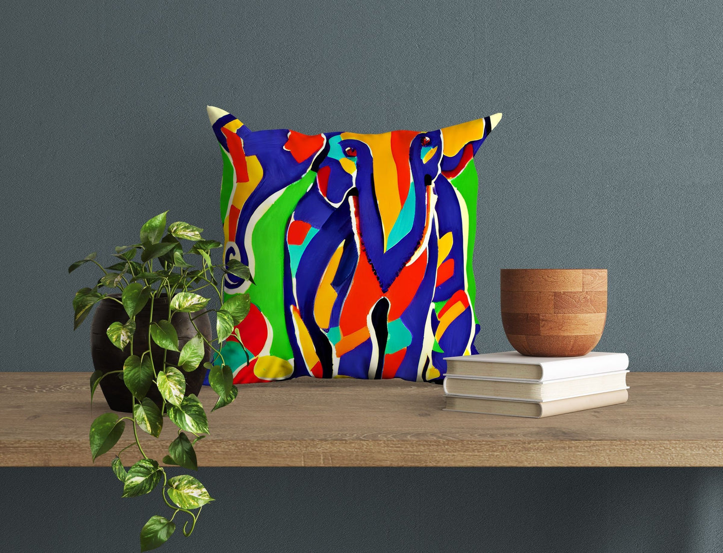 Modern Art African Wildlife Elephant, Pillow Case, Abstract Pillow, Soft Pillow Cases, Colorful Pillow Case, Contemporary Pillow