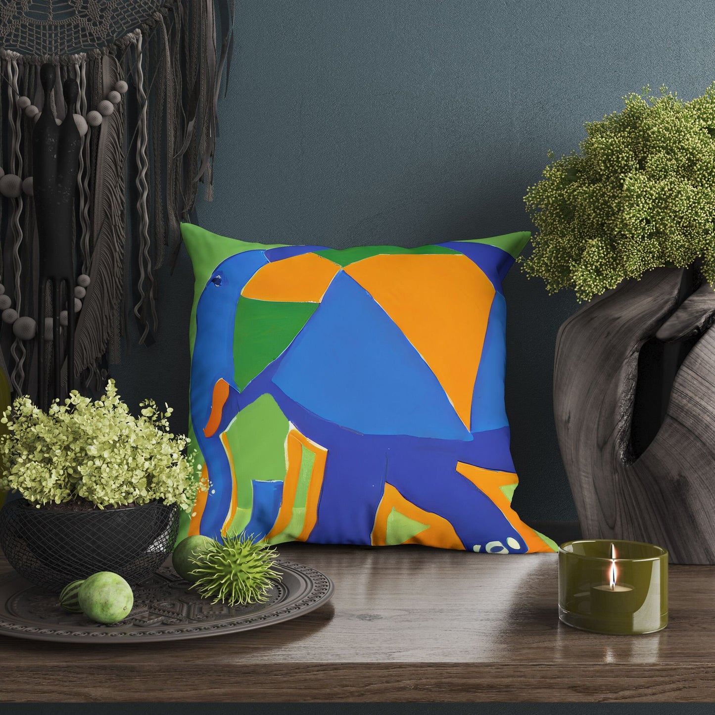 Modern Art African Wildlife Elephant Throw Pillow Cover, Abstract Throw Pillow Cover, Comfortable, Colorful Pillow Case, Beautiful Pillow