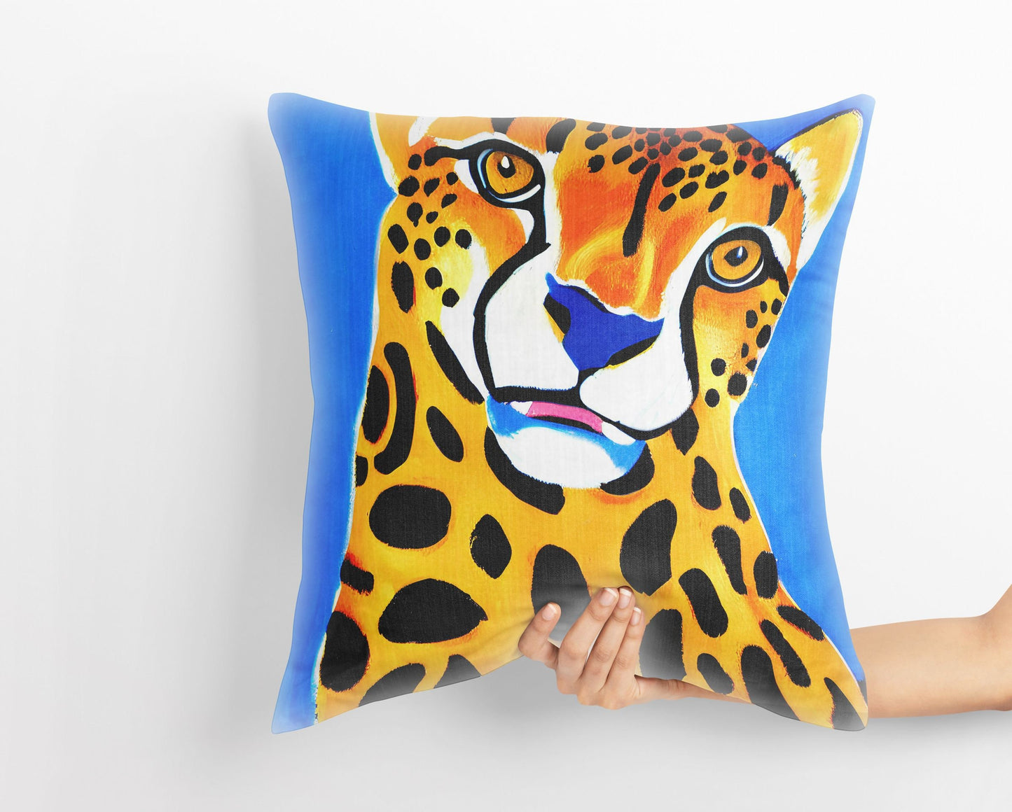 Modern Art African Wildlife Cheetah Tapestry Pillows, Bee Pillow Cover, Art Pillow, Colorful Pillow Case, Modern Pillow, Square Pillow