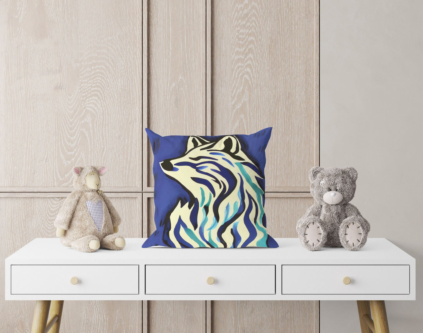 Watercolor Art Wildlife Wolf Toss Pillow, Abstract Art Pillow, Artist Pillow, Colorful Pillow Case, Beautiful Pillow, 20X20 Pillow Cover
