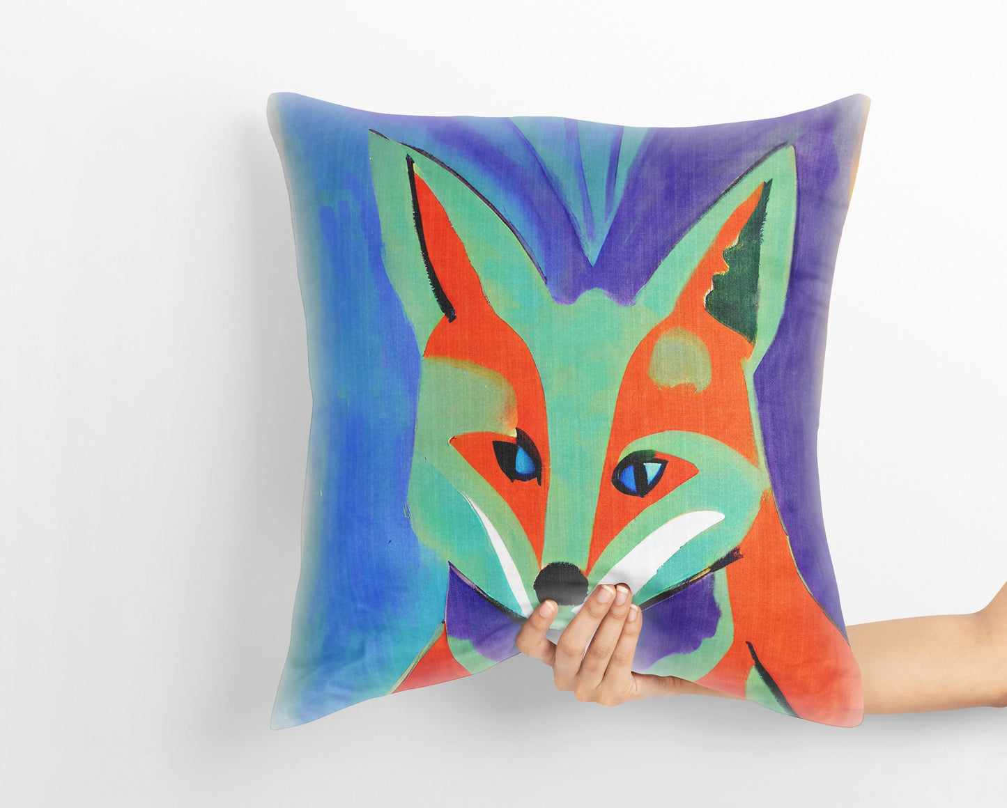 Original Art Wildlife Fox, Toss Pillow, Abstract Pillow Case, Designer Pillow, Colorful Pillow Case, Beautiful Pillow, Large Pillow Cases