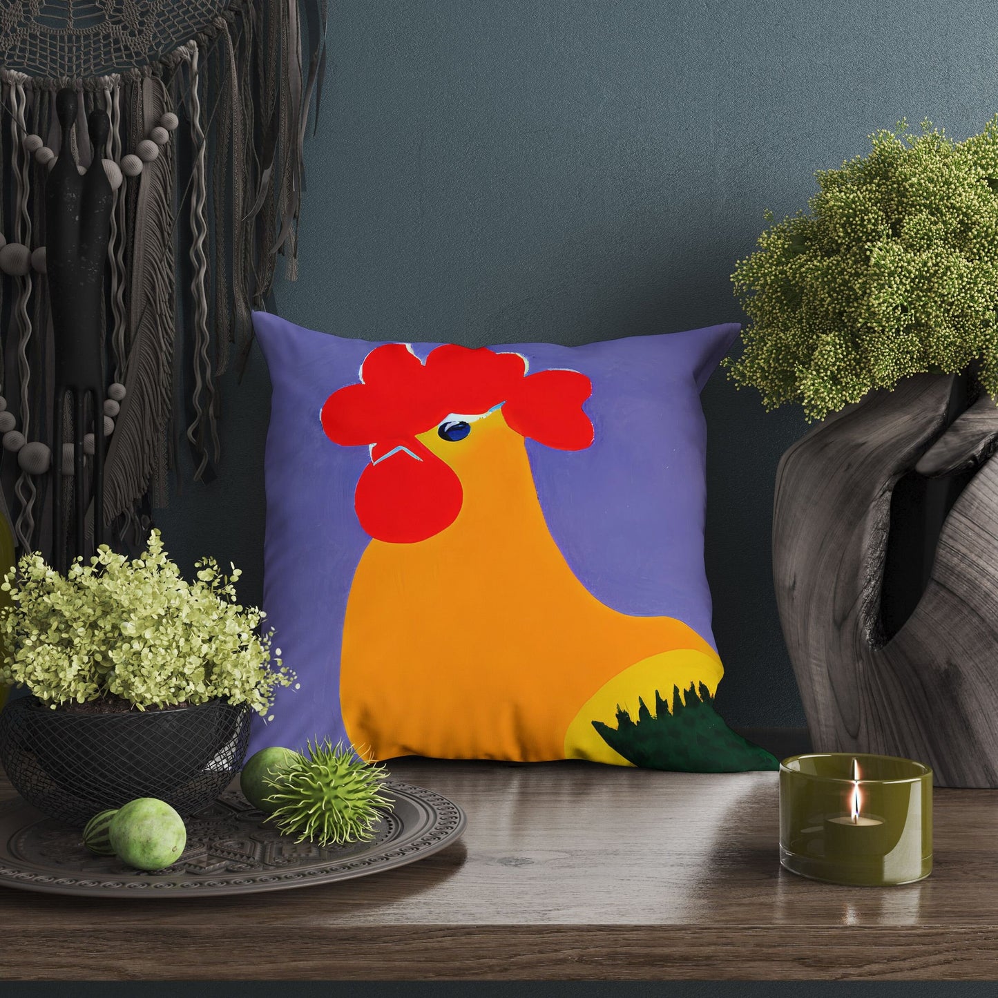 Original Art Rooster Pillow Case, Abstract Throw Pillow Cover, Soft Pillow Cases, Colorful Pillow Case, Home Decor Pillow, Sofa Pillows