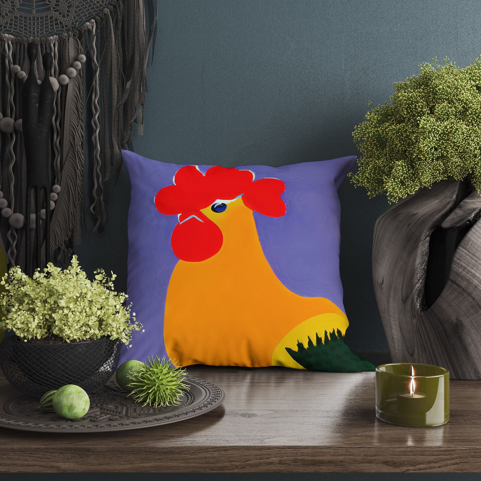 Original Art Rooster Pillow Case, Abstract Throw Pillow Cover, Soft Pillow Cases, Colorful Pillow Case, Home Decor Pillow, Sofa Pillows