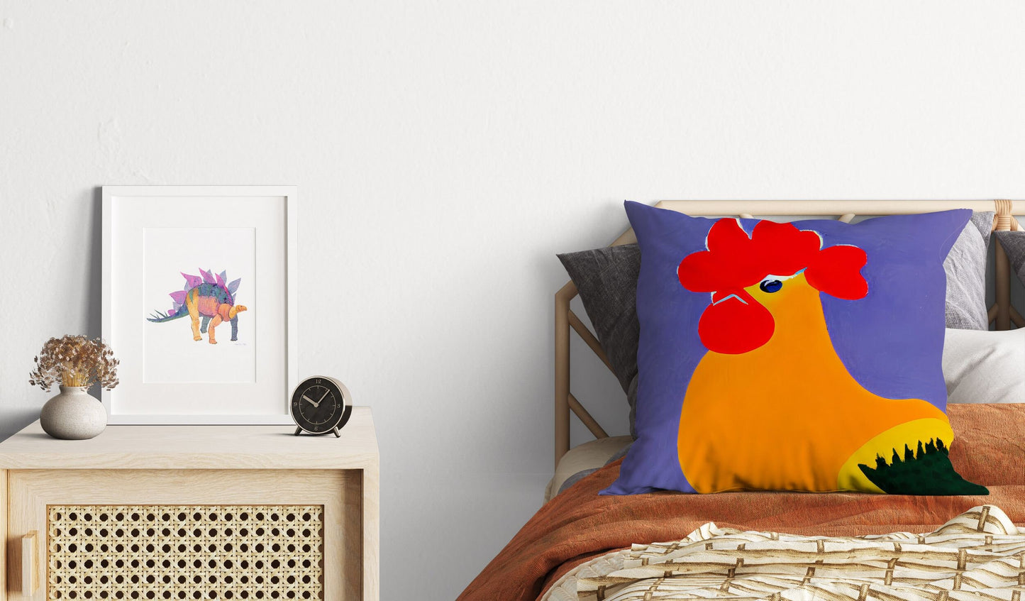 Original Art Rooster Pillow Case, Abstract Throw Pillow Cover, Soft Pillow Cases, Colorful Pillow Case, Home Decor Pillow, Sofa Pillows