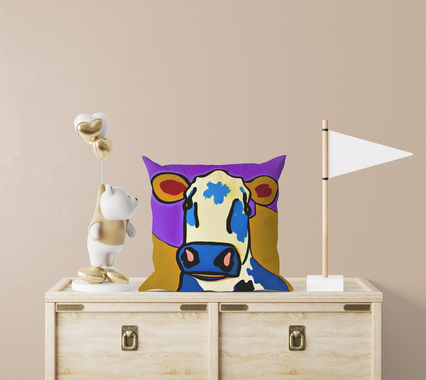 Abstract Art A Cow Throw Pillow Decorative Pillow, Abstract Throw Pillow Cover, Art Pillow, Colorful Pillow Case, Contemporary Pillow