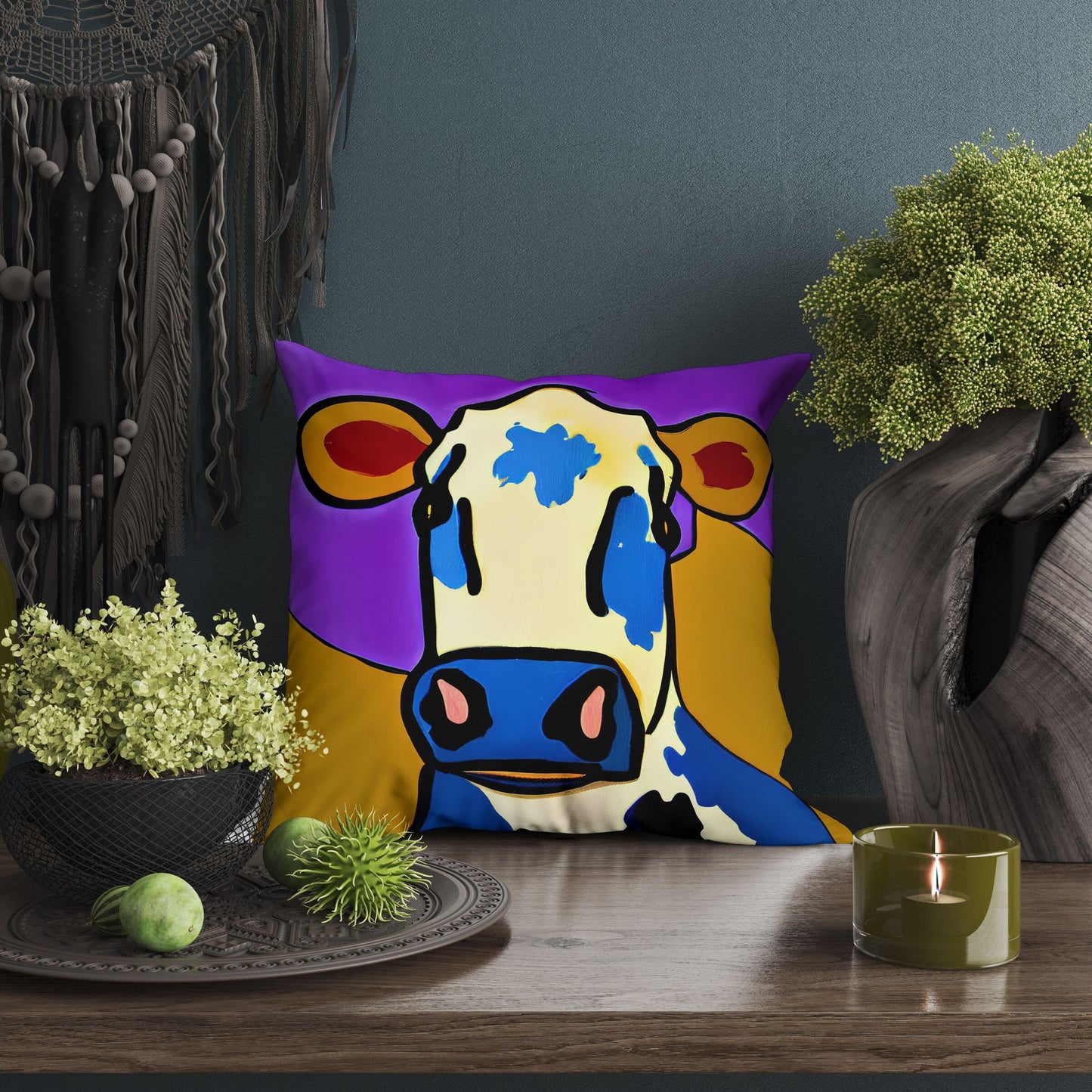Abstract Art A Cow Throw Pillow Decorative Pillow, Abstract Throw Pillow Cover, Art Pillow, Colorful Pillow Case, Contemporary Pillow