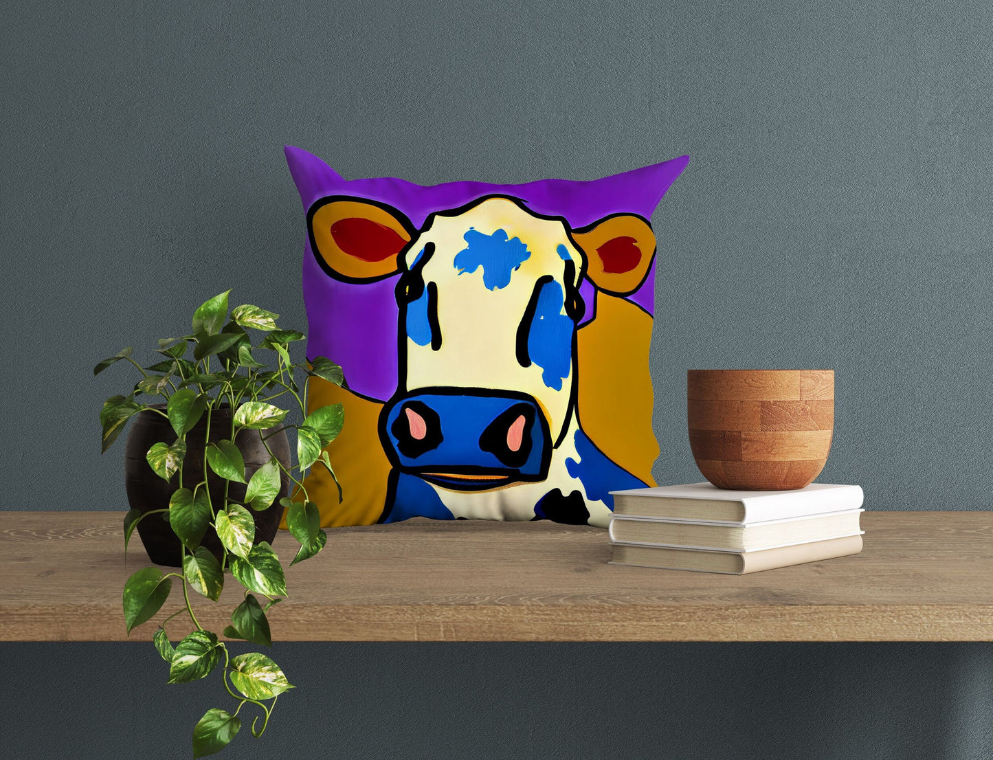 Abstract Art A Cow Throw Pillow Decorative Pillow, Abstract Throw Pillow Cover, Art Pillow, Colorful Pillow Case, Contemporary Pillow