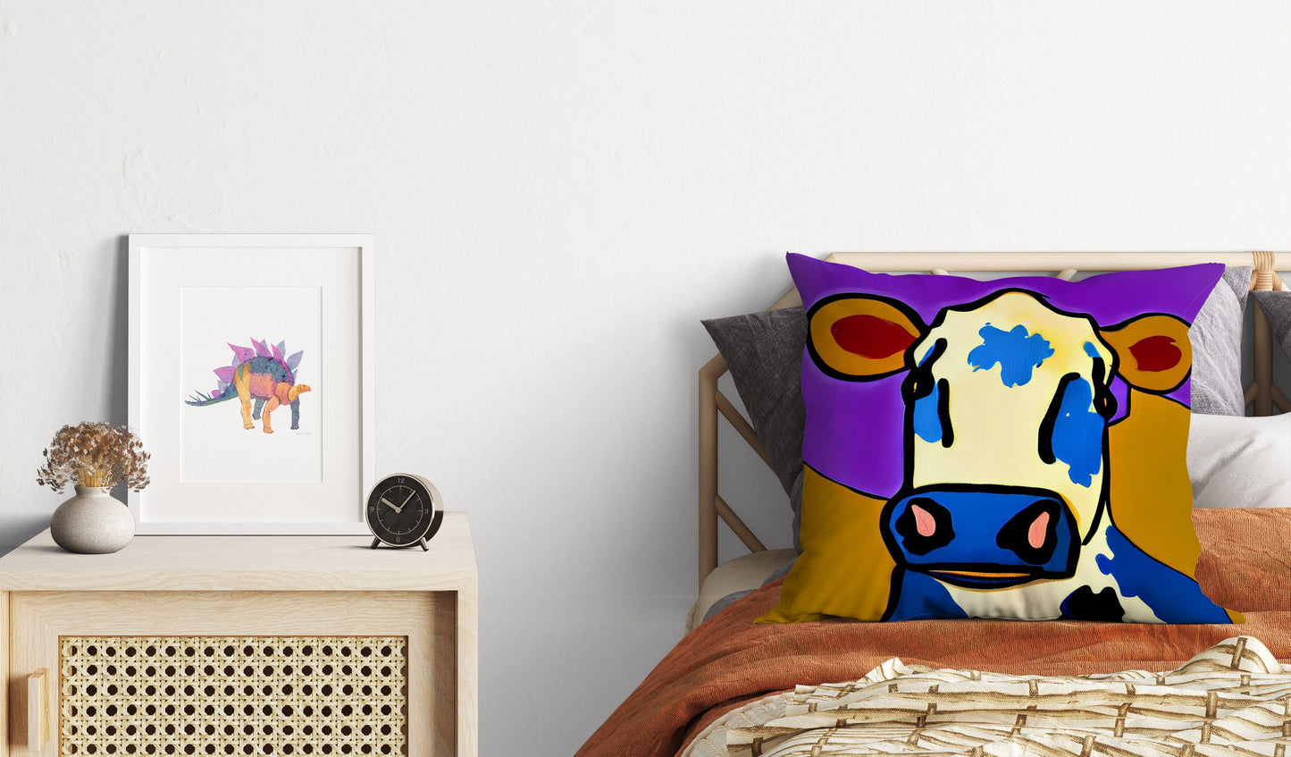 Abstract Art A Cow Throw Pillow Decorative Pillow, Abstract Throw Pillow Cover, Art Pillow, Colorful Pillow Case, Contemporary Pillow