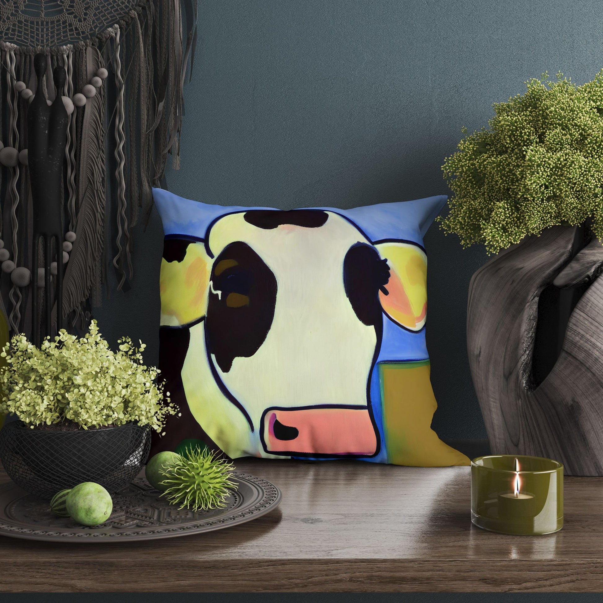 Milk Cow Original Art, Tapestry Pillows, Abstract Art Pillow, Comfortable, Colorful Pillow Case, Fashion, Home And Living, Sofa Pillows