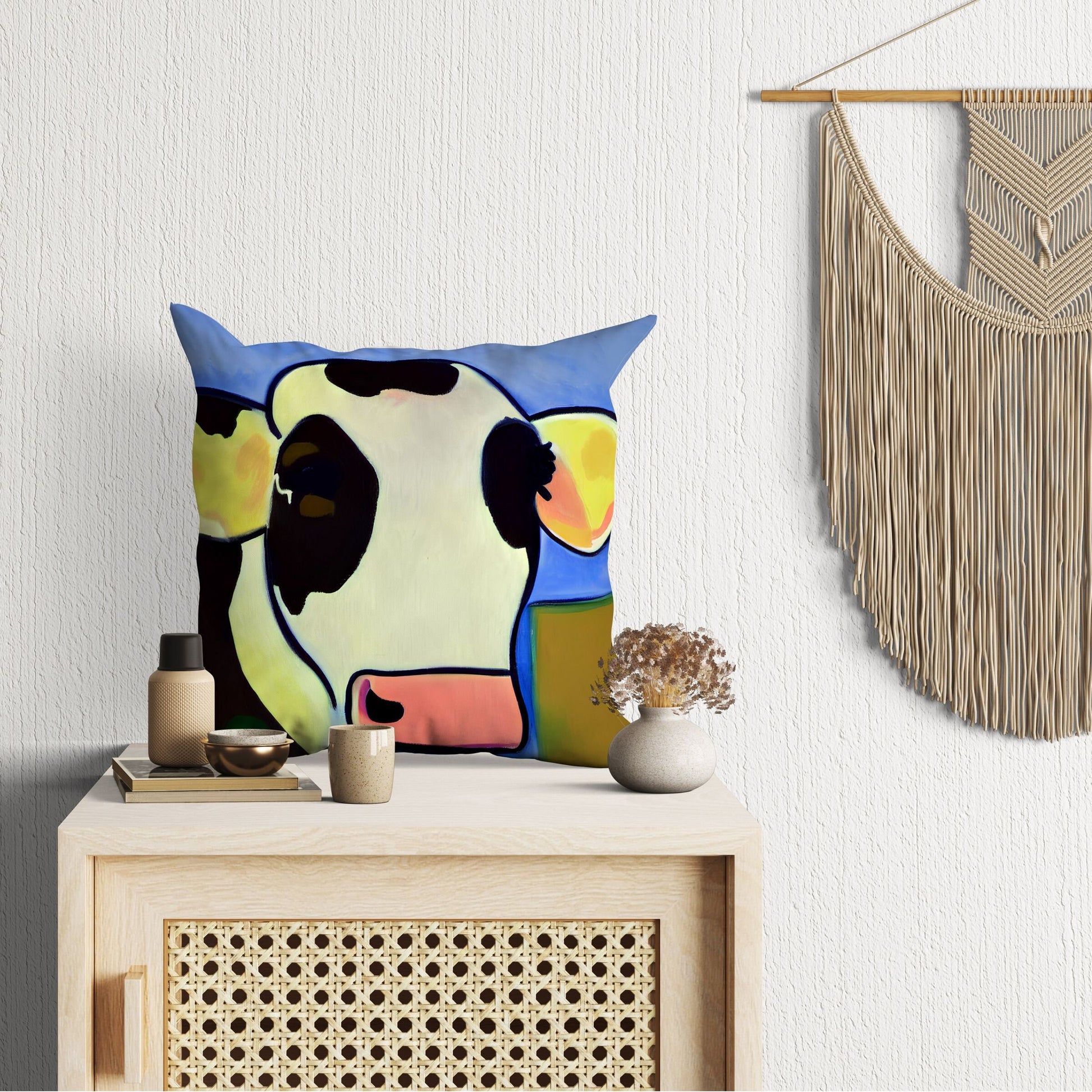 Milk Cow Original Art, Tapestry Pillows, Abstract Art Pillow, Comfortable, Colorful Pillow Case, Fashion, Home And Living, Sofa Pillows