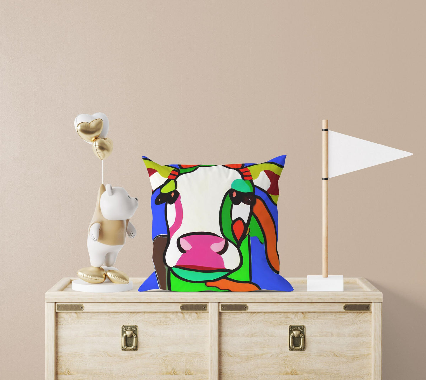 Milk Cow Original Art Throw Pillow, Abstract Pillow, Art Pillow, Colorful Pillow Case, Fashion, Large Pillow Cases, Christmas Pillow