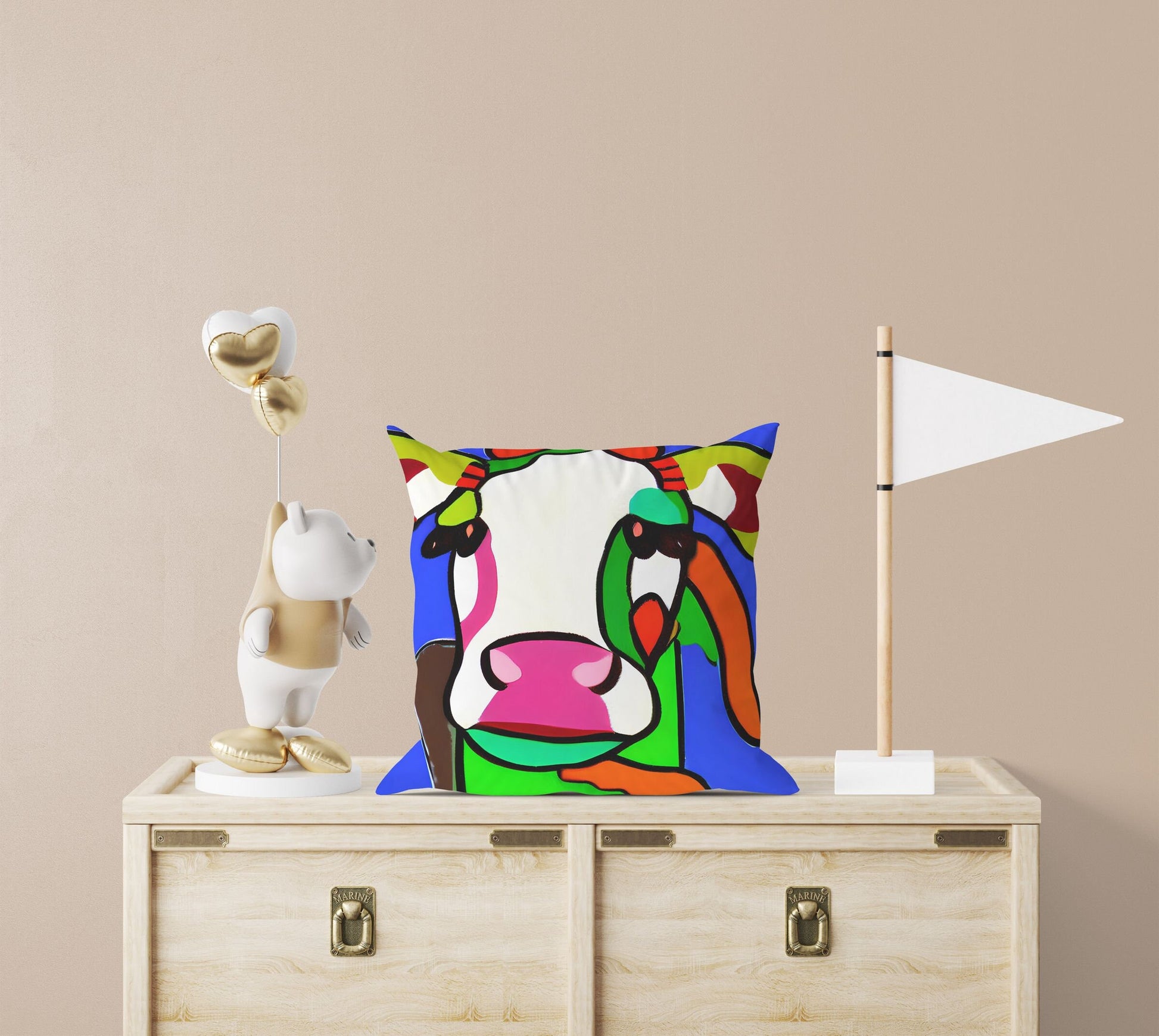 Milk Cow Original Art Throw Pillow, Abstract Pillow, Art Pillow, Colorful Pillow Case, Fashion, Large Pillow Cases, Christmas Pillow