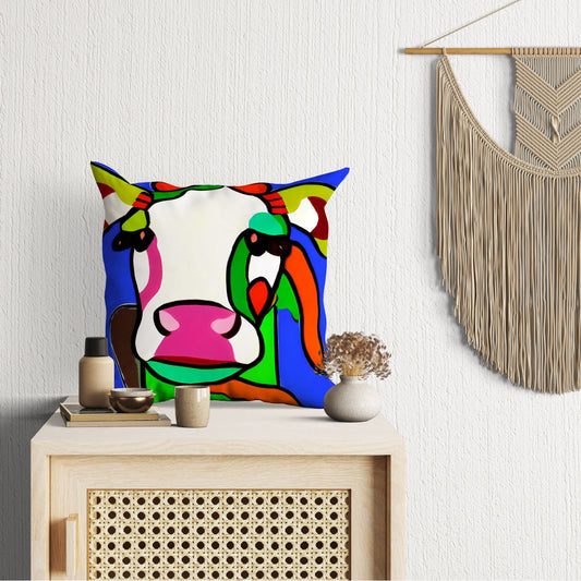 Milk Cow Original Art Throw Pillow, Abstract Pillow, Art Pillow, Colorful Pillow Case, Fashion, Large Pillow Cases, Christmas Pillow