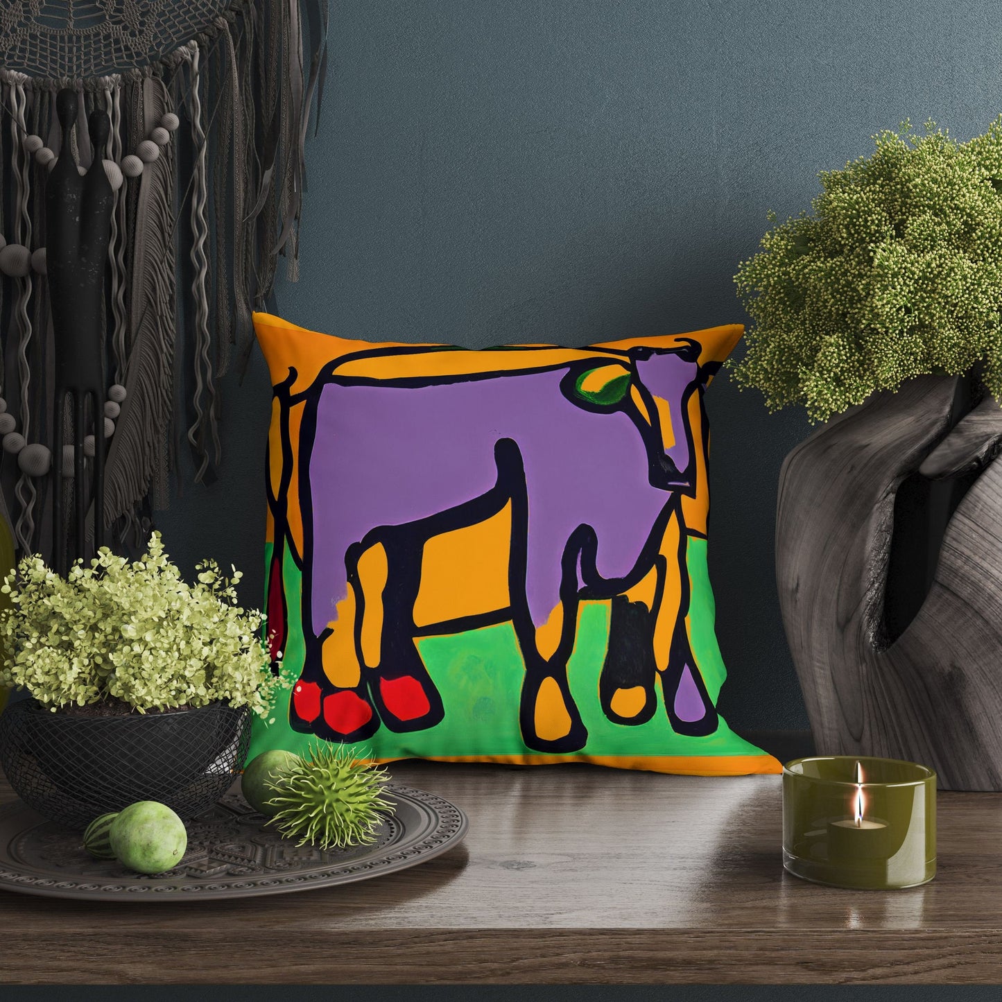 Abstract Art Calfs Throw Pillow, Toss Pillow, Abstract Throw Pillow, Comfortable, Colorful Pillow Case, Fashion, Square Pillow