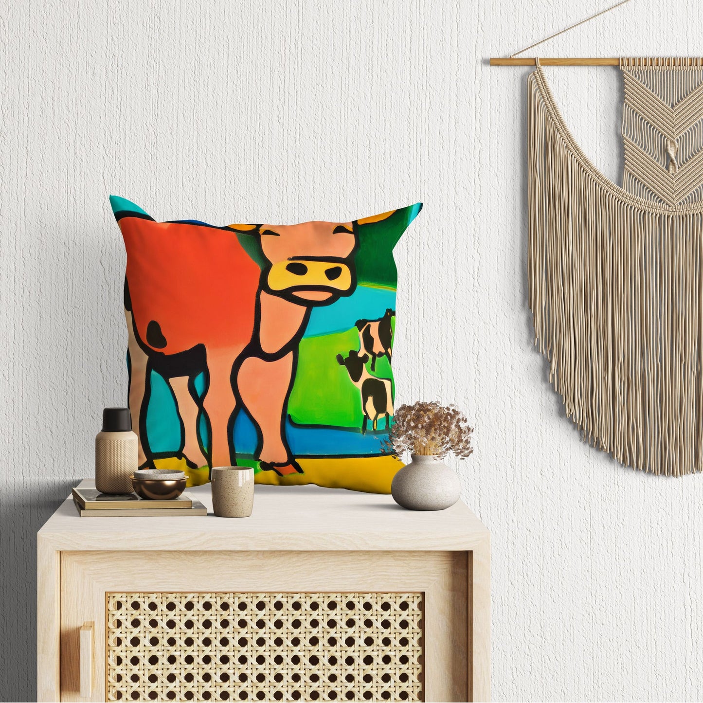 Abstract Art A Calf Throw Pillow, Throw Pillow, Abstract Art Pillow, Contemporary Pillow, Square Pillow, Home And Living, Sofa Pillows