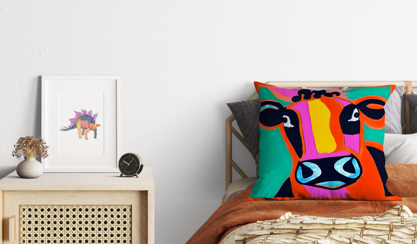 Dairy Cattle Original Art Throw Pillow, Abstract Pillow, Designer Pillow, Colorful Pillow Case, Watercolor Pillow Cases, 18 X 18 Pillow