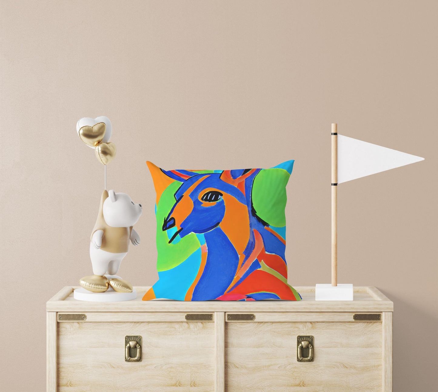 Australian Wildlife Kangaroo Decorative Pillow, Abstract Art Pillow, Art Pillow, Colorful Pillow Case, Fashion, 18 X 18 Pillow Covers