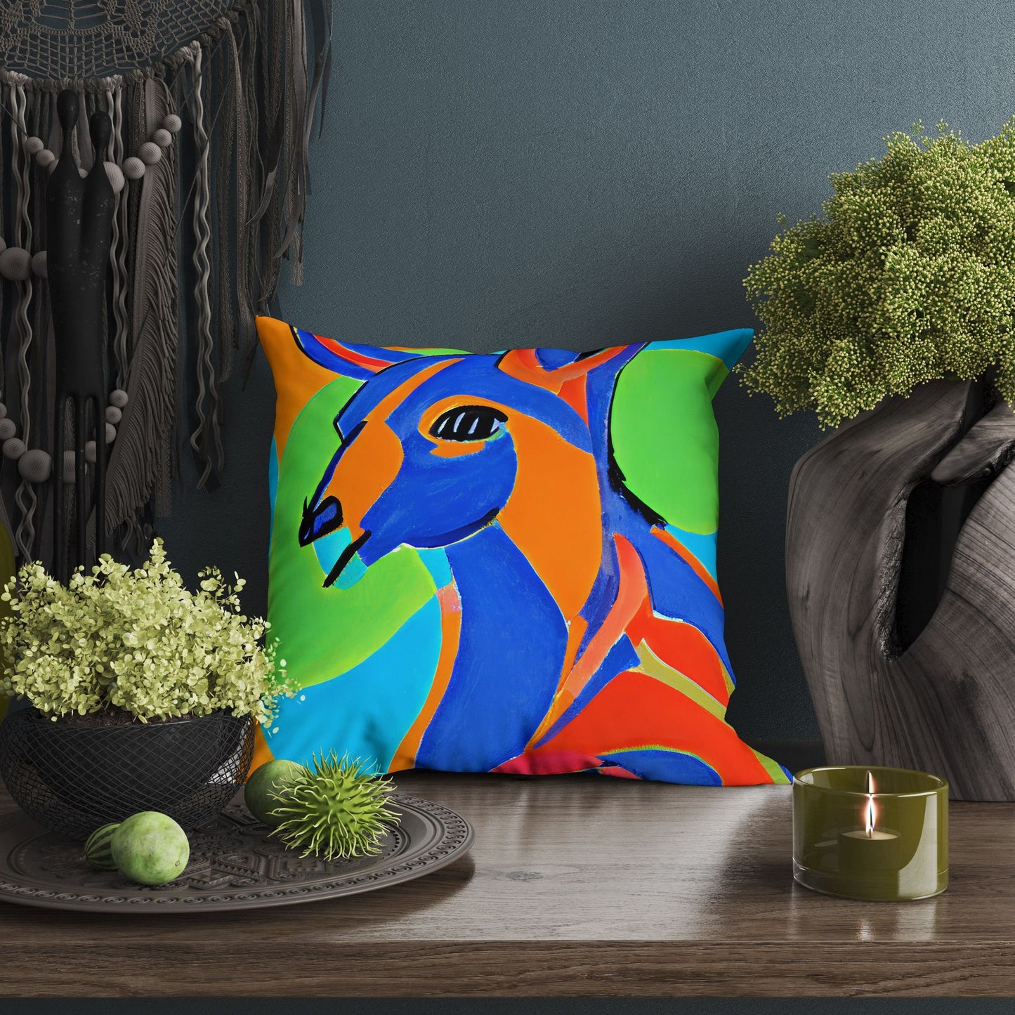Australian Wildlife Kangaroo Decorative Pillow, Abstract Art Pillow, Art Pillow, Colorful Pillow Case, Fashion, 18 X 18 Pillow Covers
