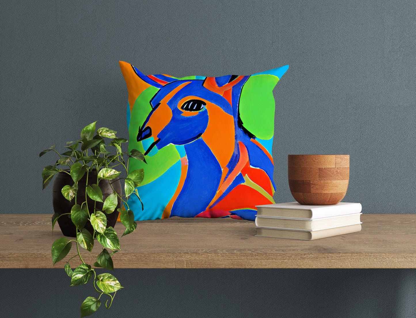Australian Wildlife Kangaroo Decorative Pillow, Abstract Art Pillow, Art Pillow, Colorful Pillow Case, Fashion, 18 X 18 Pillow Covers